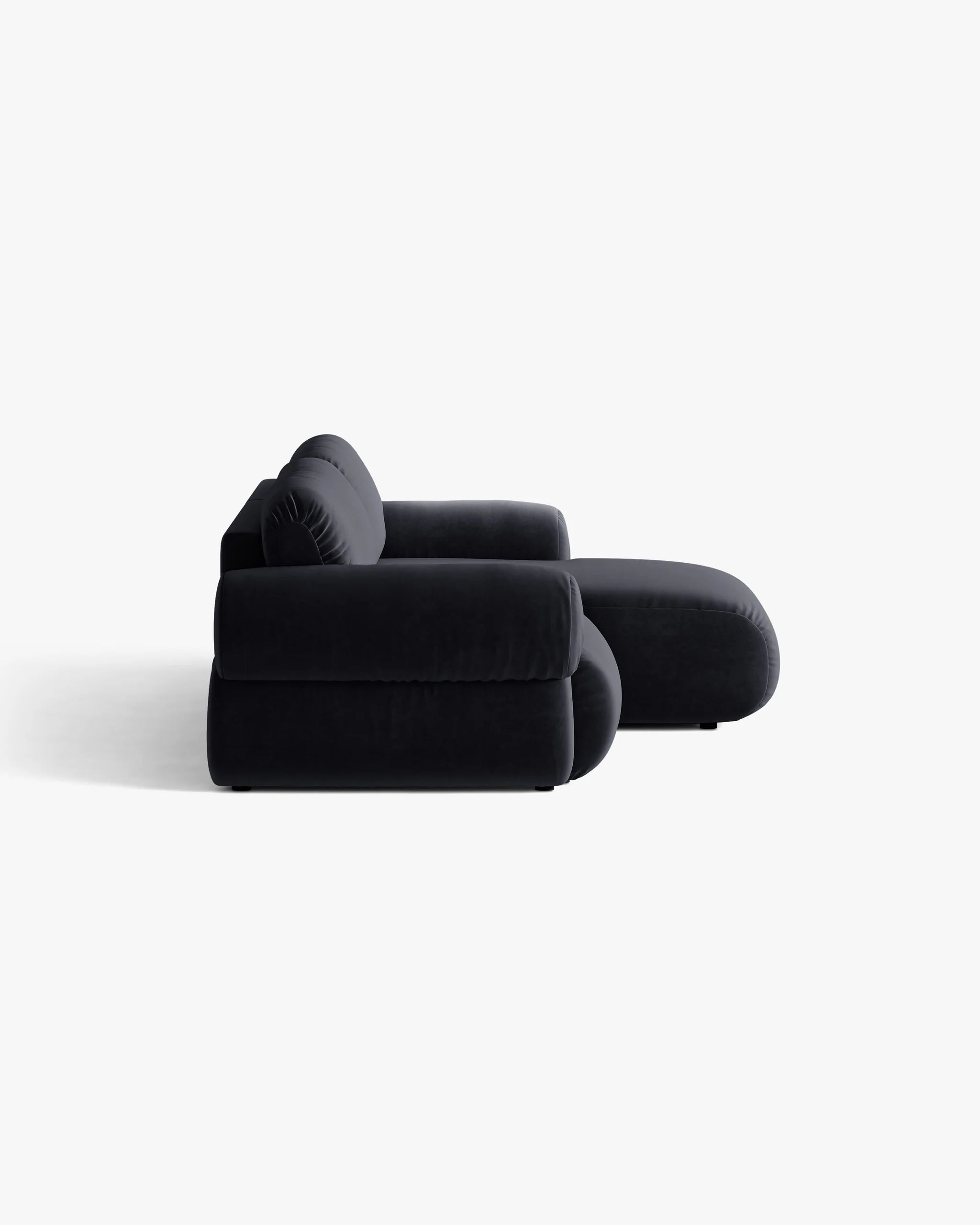 Zweisitzer-Ecksofa aus Samt, rechtsseitig, OPHELIA, königsblau