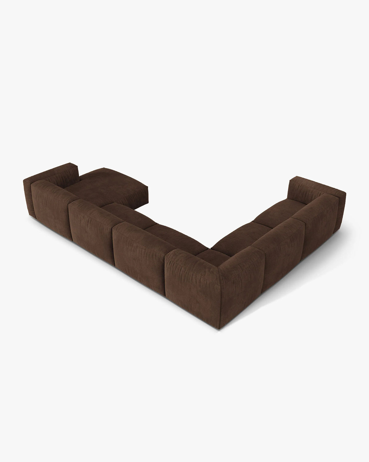 Panoramischer Samt-Ecksofa links MARTINA XL schokoladenbraun