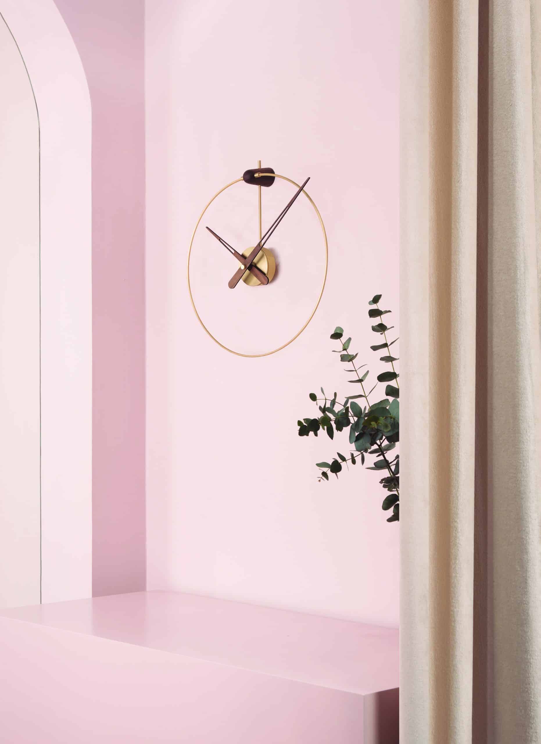 Wall Clock MICRO ANDA Walnut Wood with Brass