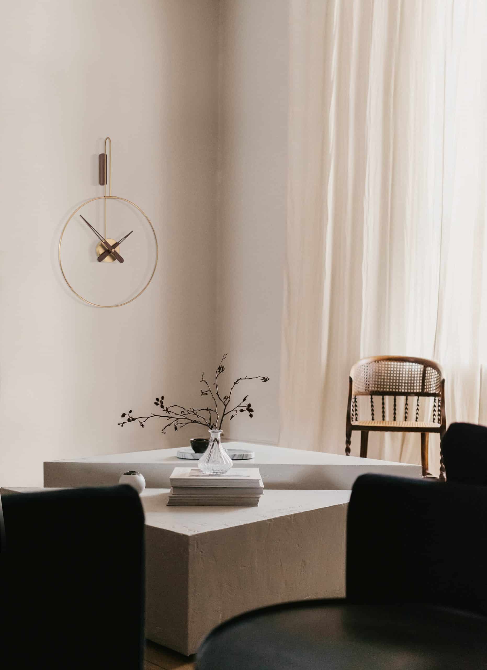 Wall Clock MICRO DARO Walnut Wood with Brass