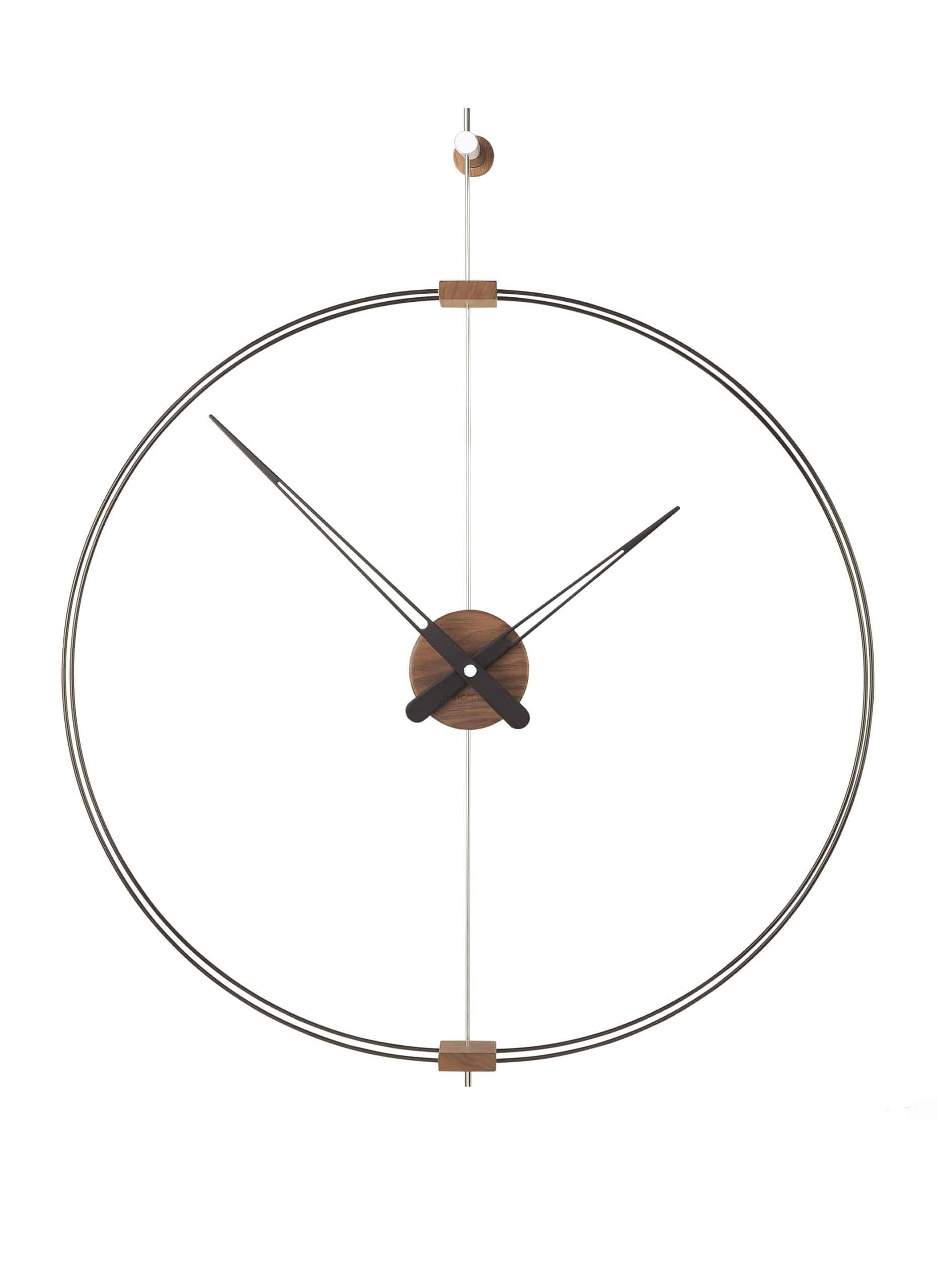 BARCELONA MINI wall clock walnut wood with black and silver