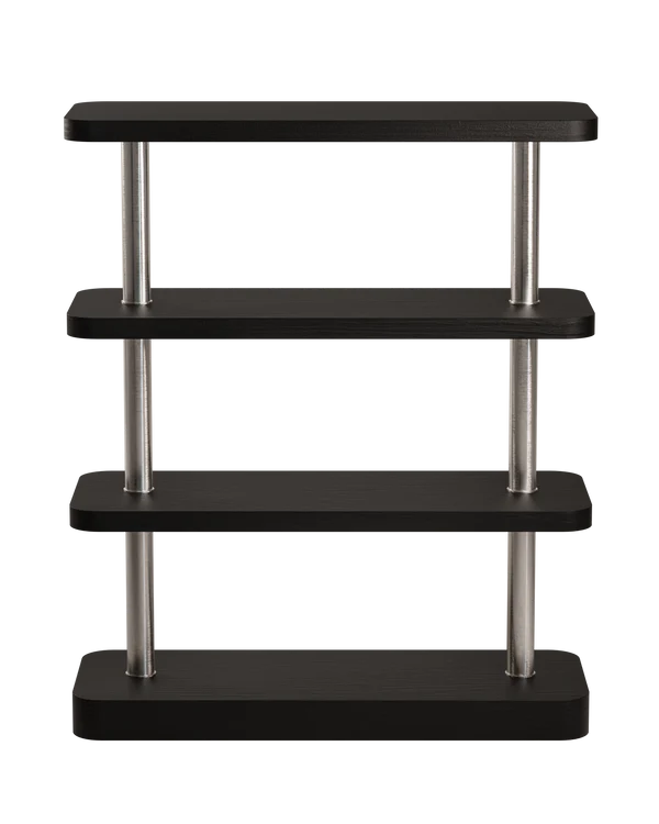 Regal MOD kruczoczarny Furnier mit Stahlelementen