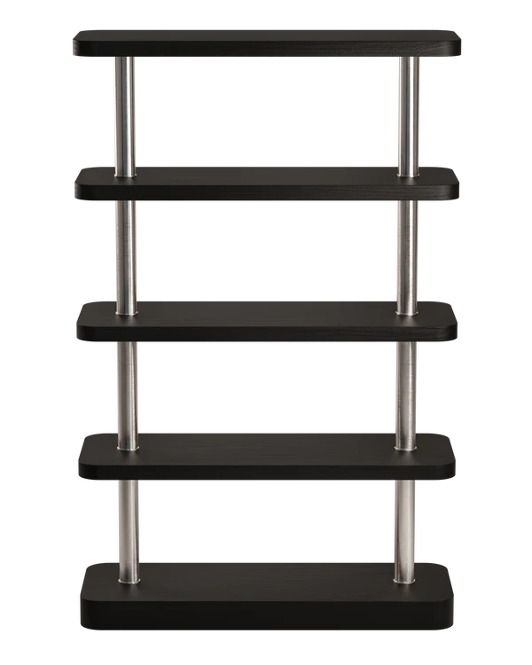 Regal MOD kruczoczarny Furnier mit Stahlelementen