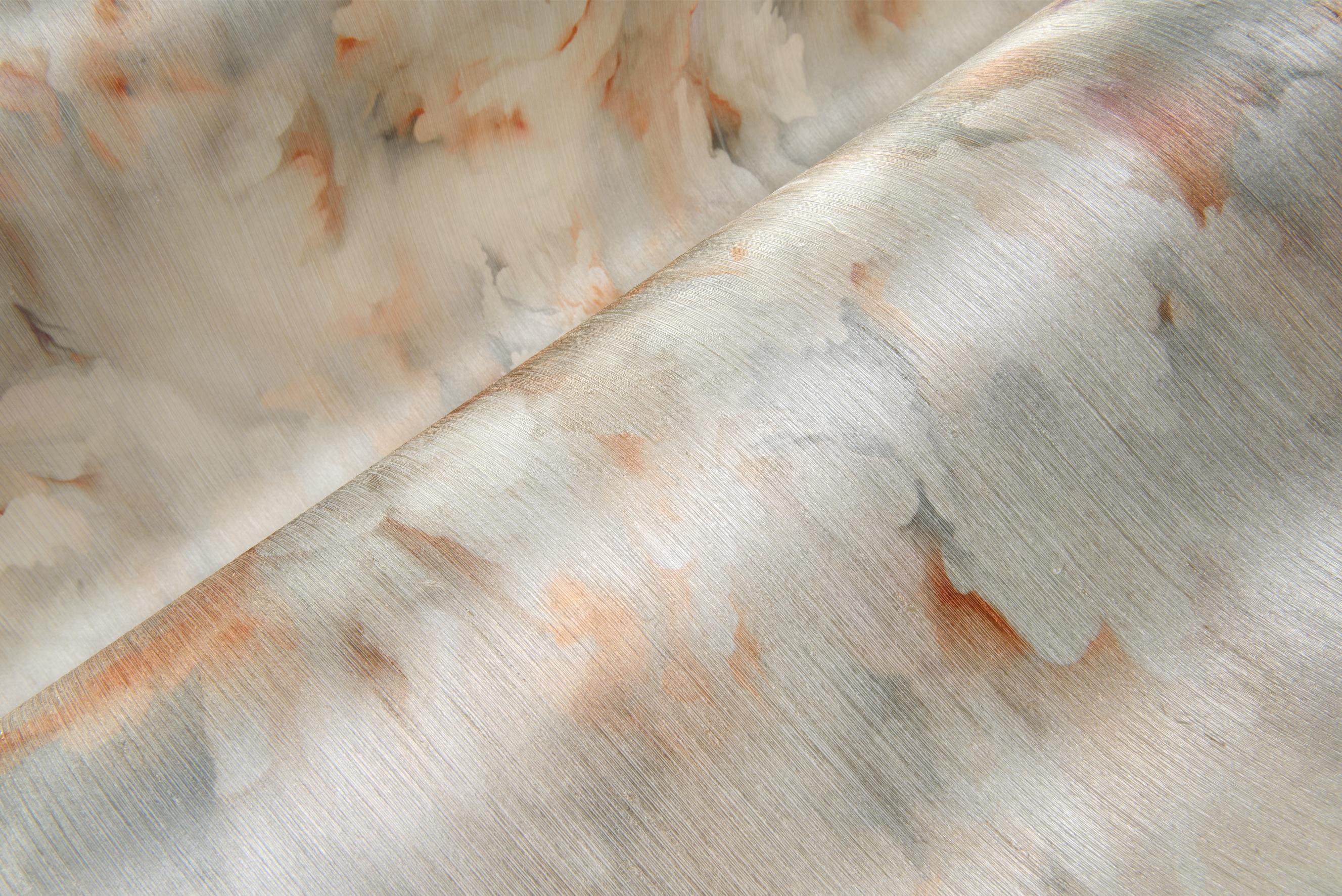 Seidenstofftapete mit Blumenblattmotiv SILK BOMBIS in Rosa mit Blau