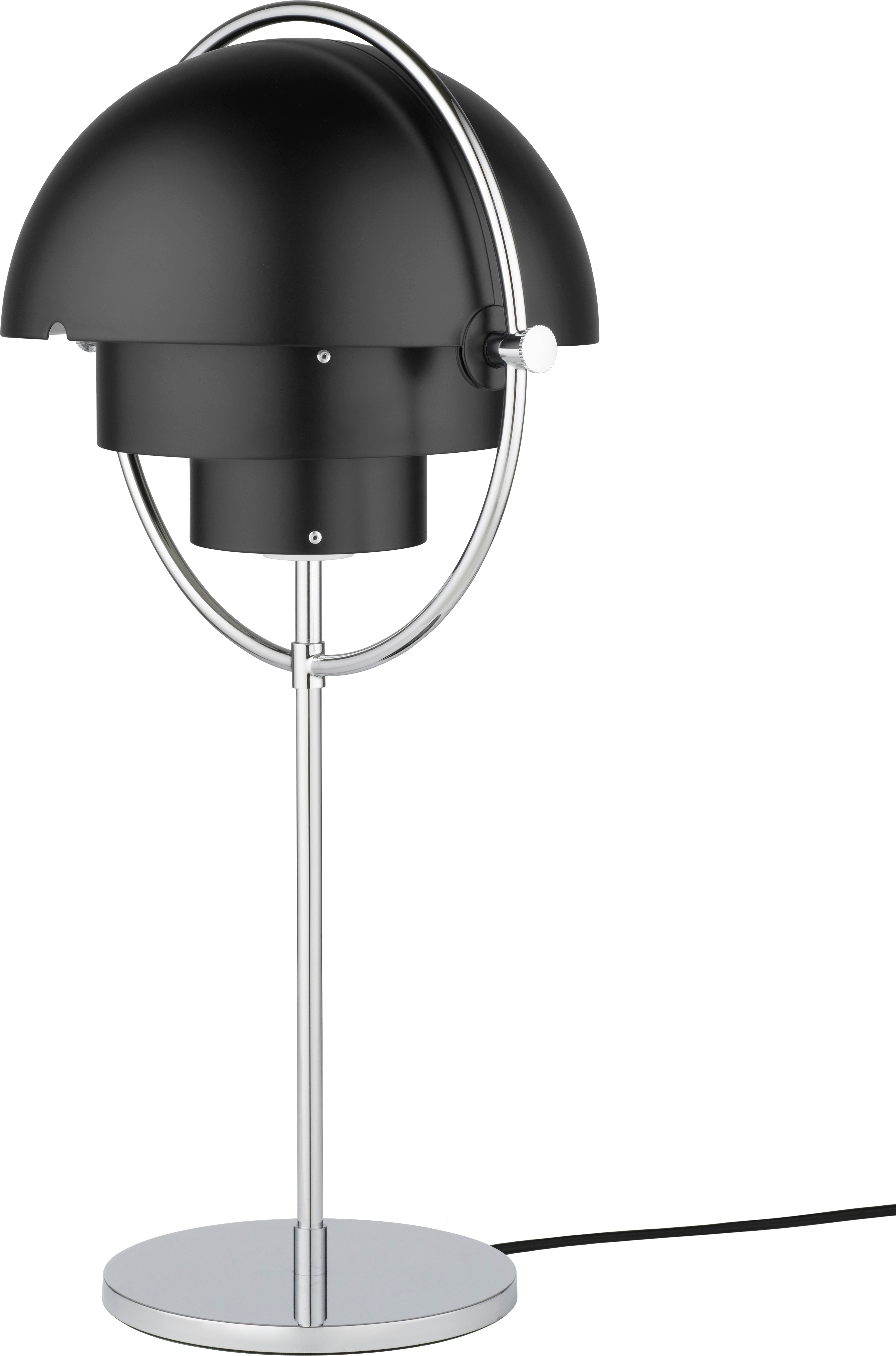 MULTI-LITE schwarze Tischlampe mit Chromfuß