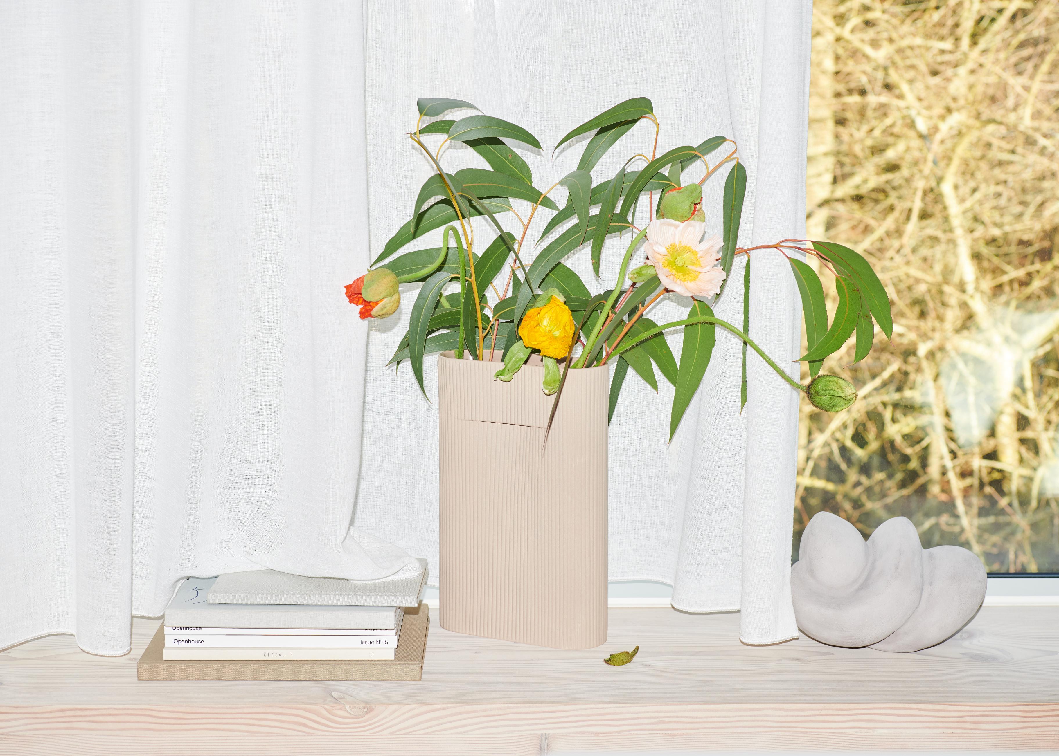 Vase aus Keramik RIDGE beige