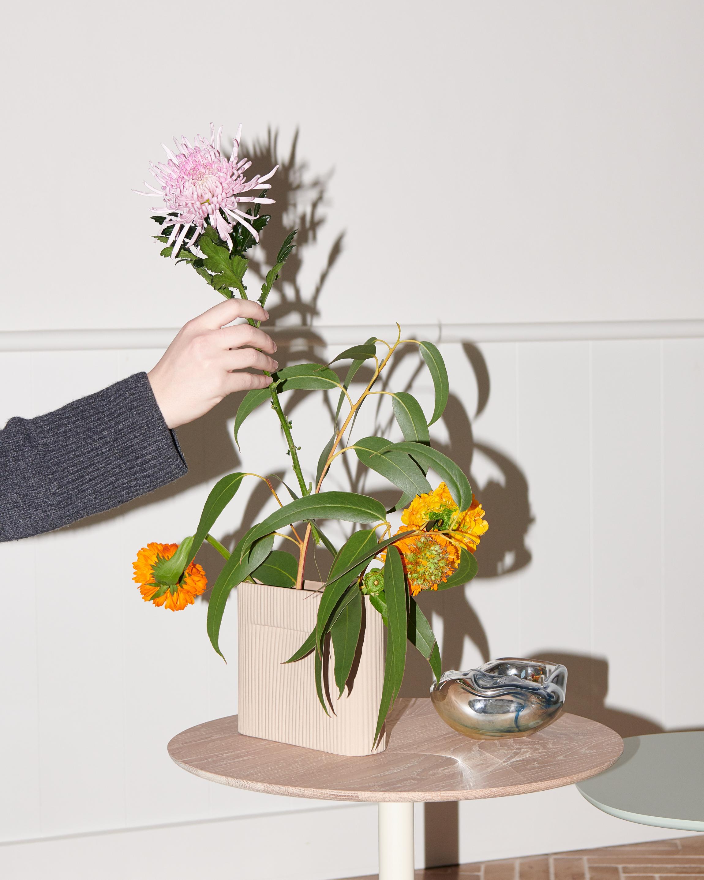 Vase aus Keramik RIDGE beige