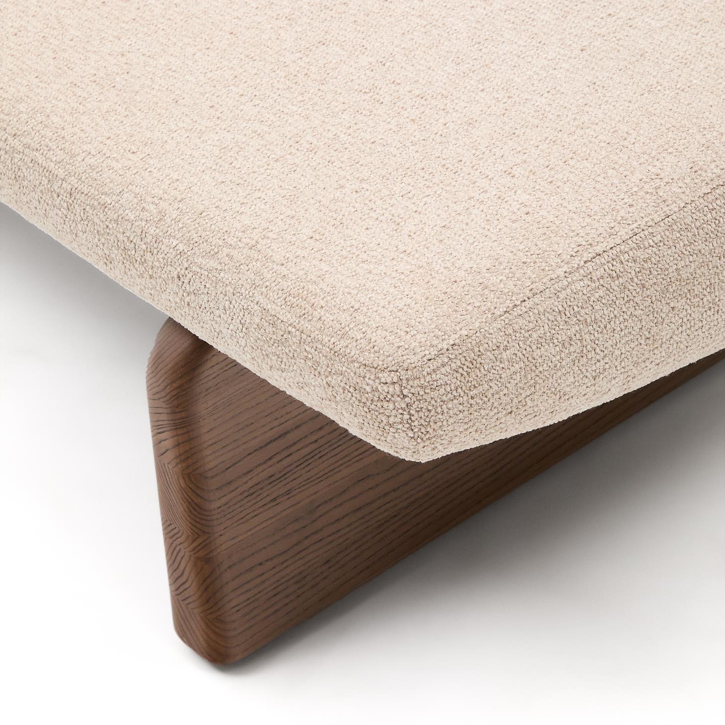 TOPAZ Beige Chenille-Tagesbett mit Untergestell aus dunkler Esche