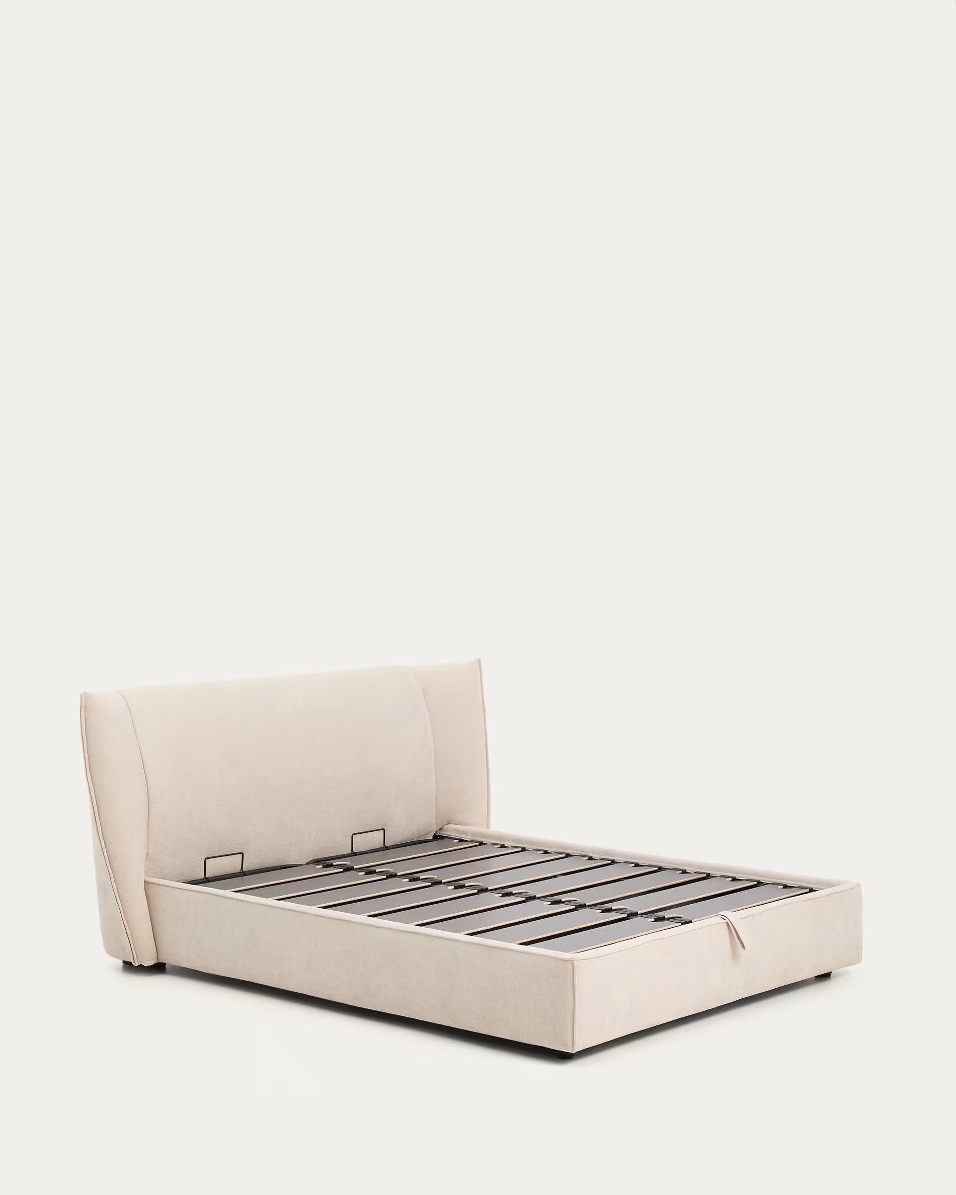 Bett mit Bettkasten ARVIAN beige Chenille