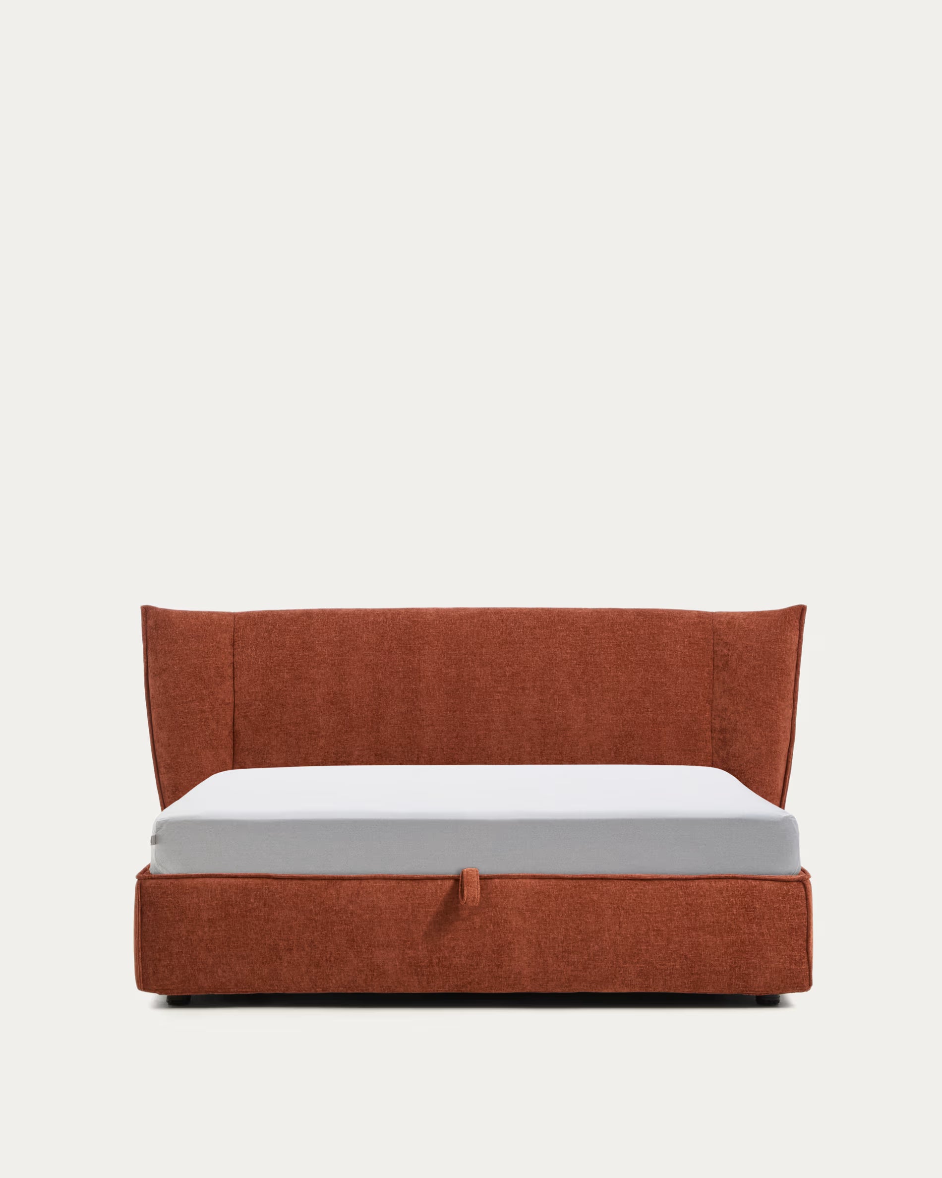 Bett mit Bettkasten ARVIAN ziegelroter Chenille