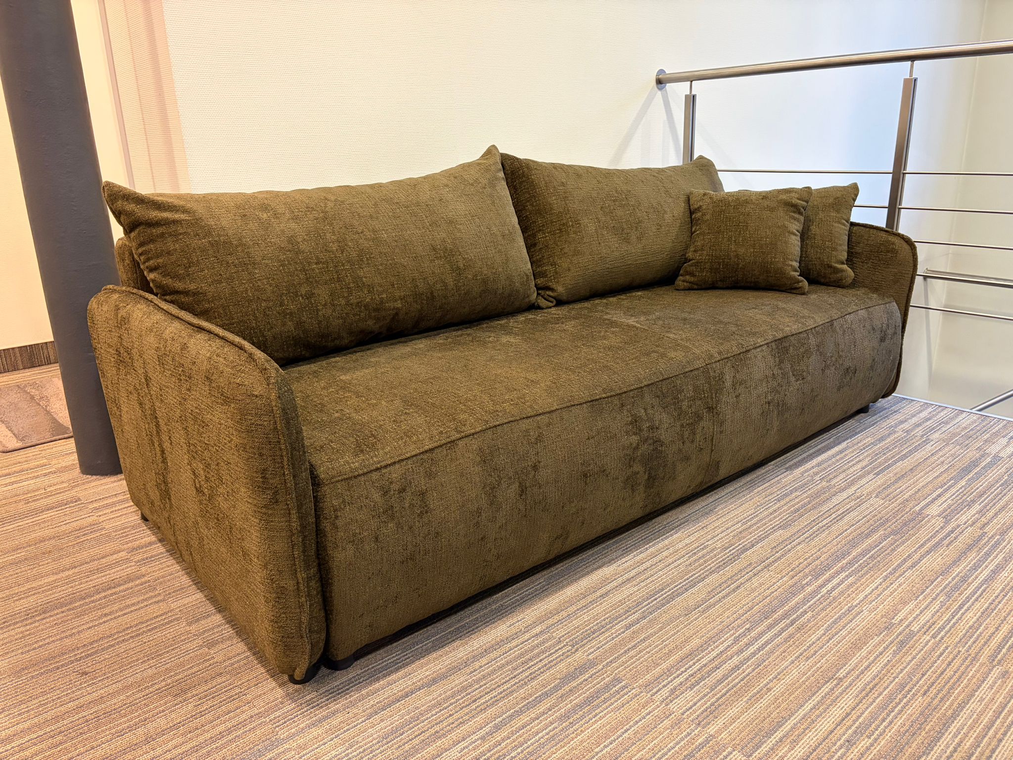 Panoramischer Samt-Ecksofa mit Schlaf-Funktion NANEA Terrakotta