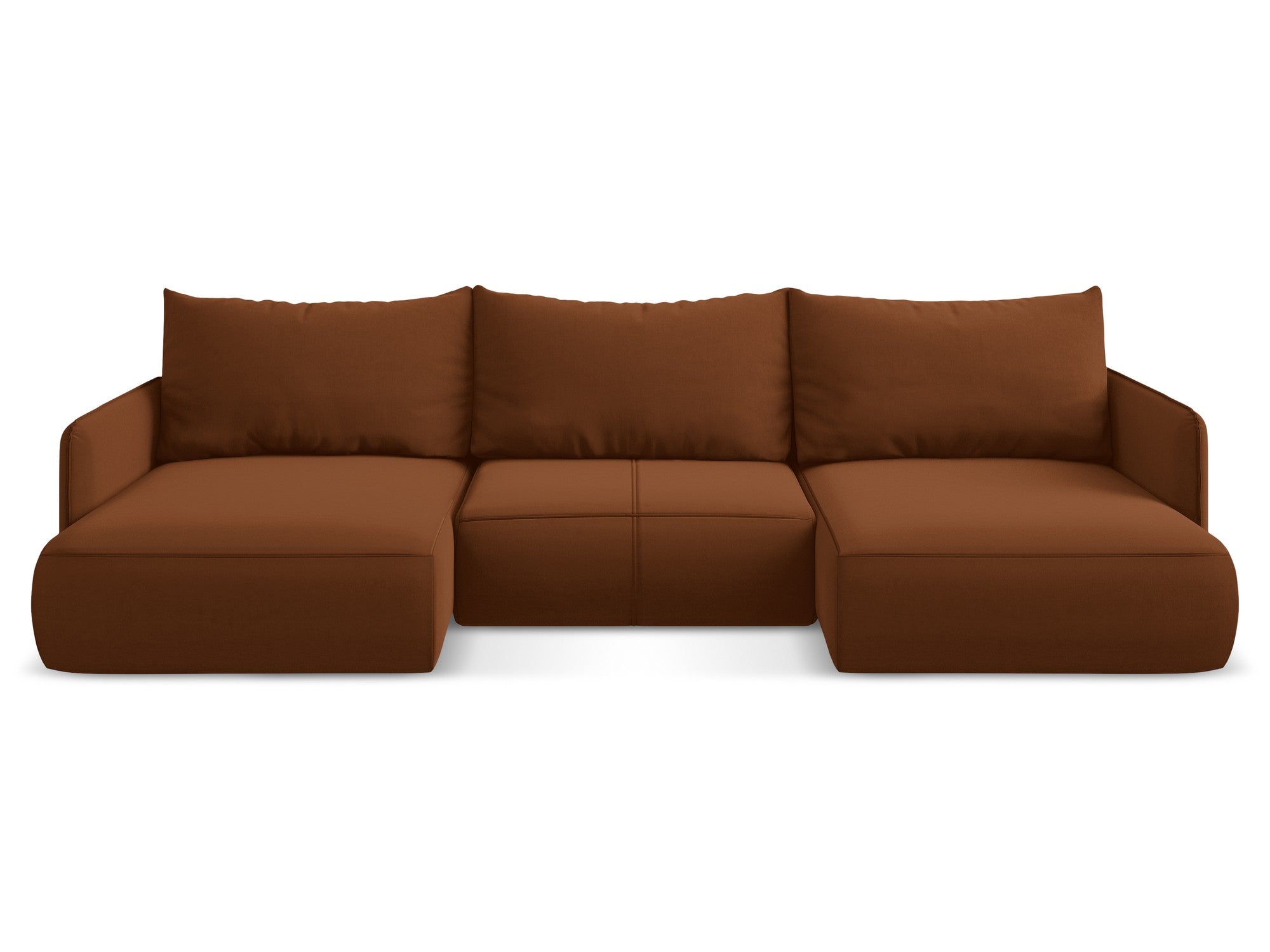 Panoramischer Samt-Ecksofa mit Schlaf-Funktion NANEA Terrakotta