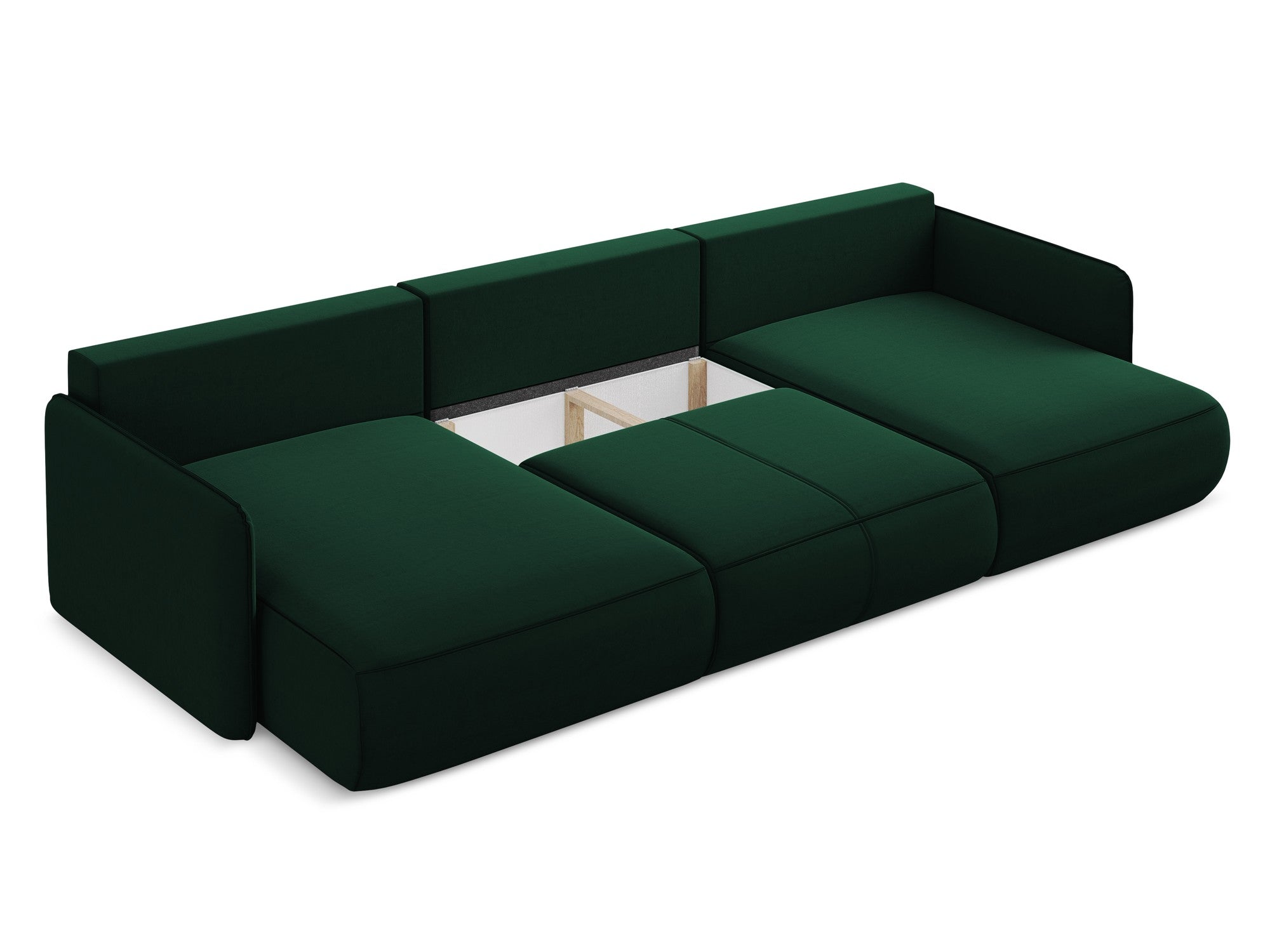 Panoramischer Samt-Ecksofa mit Schlaf-Funktion NANEA in Flaschengrün