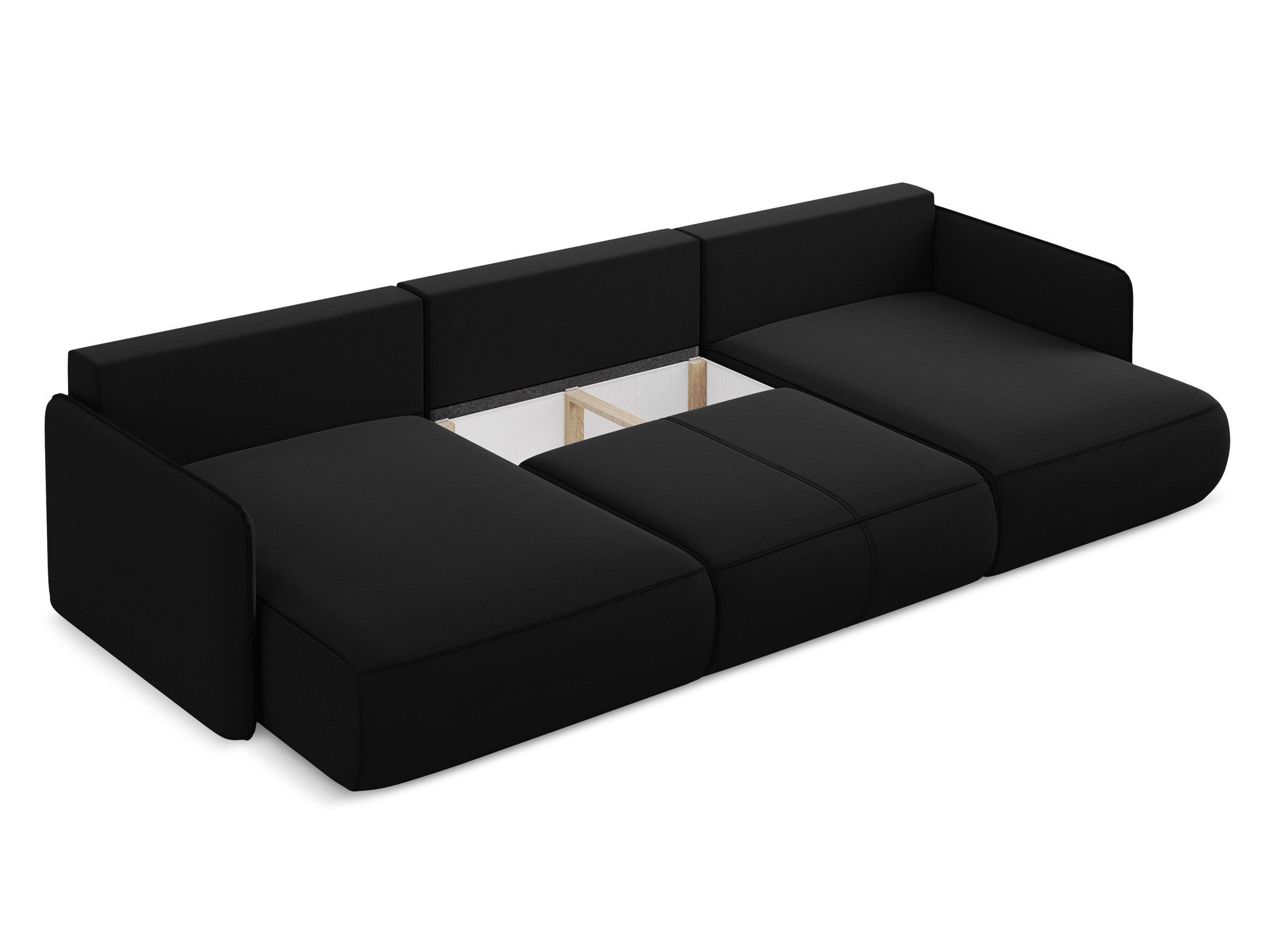 Velvet panoramic corner sofa with sleeping function NANEA black