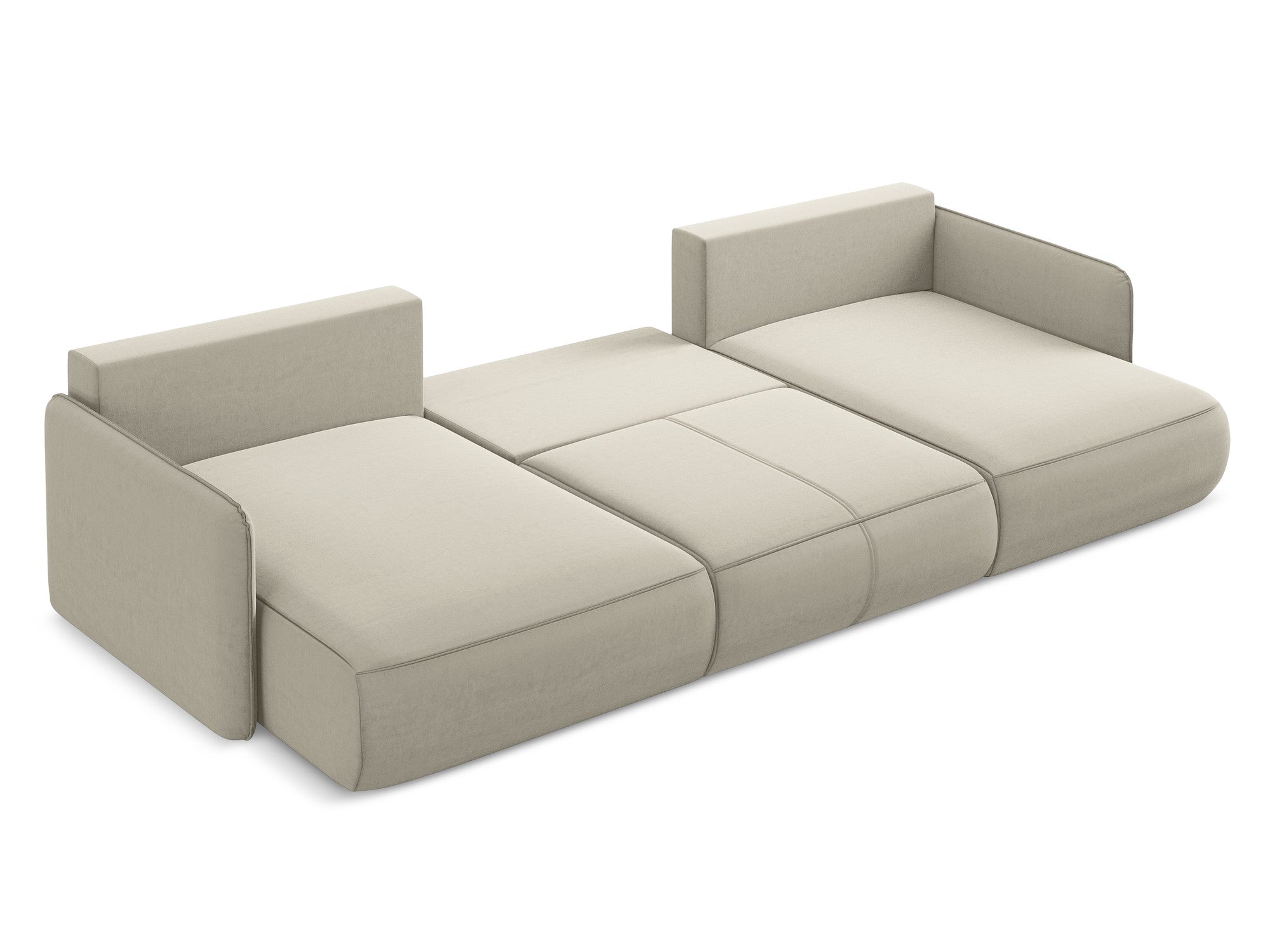 Panoramischer Samt-Ecksofa mit Schlaf-Funktion NANEA perlmuttfarben