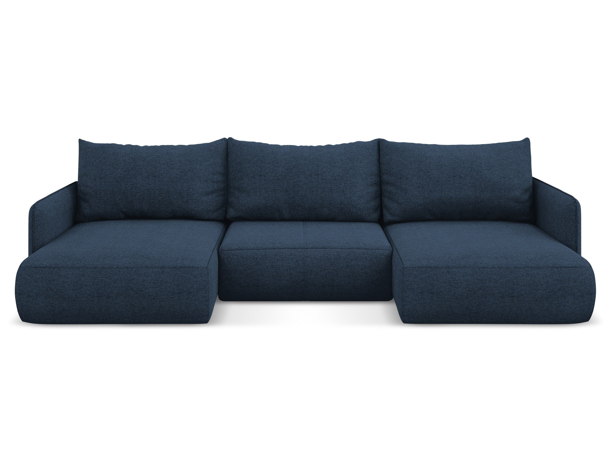 Panoramawinkelsofa mit Schlaffunktion NANEA königsblaues Chenille