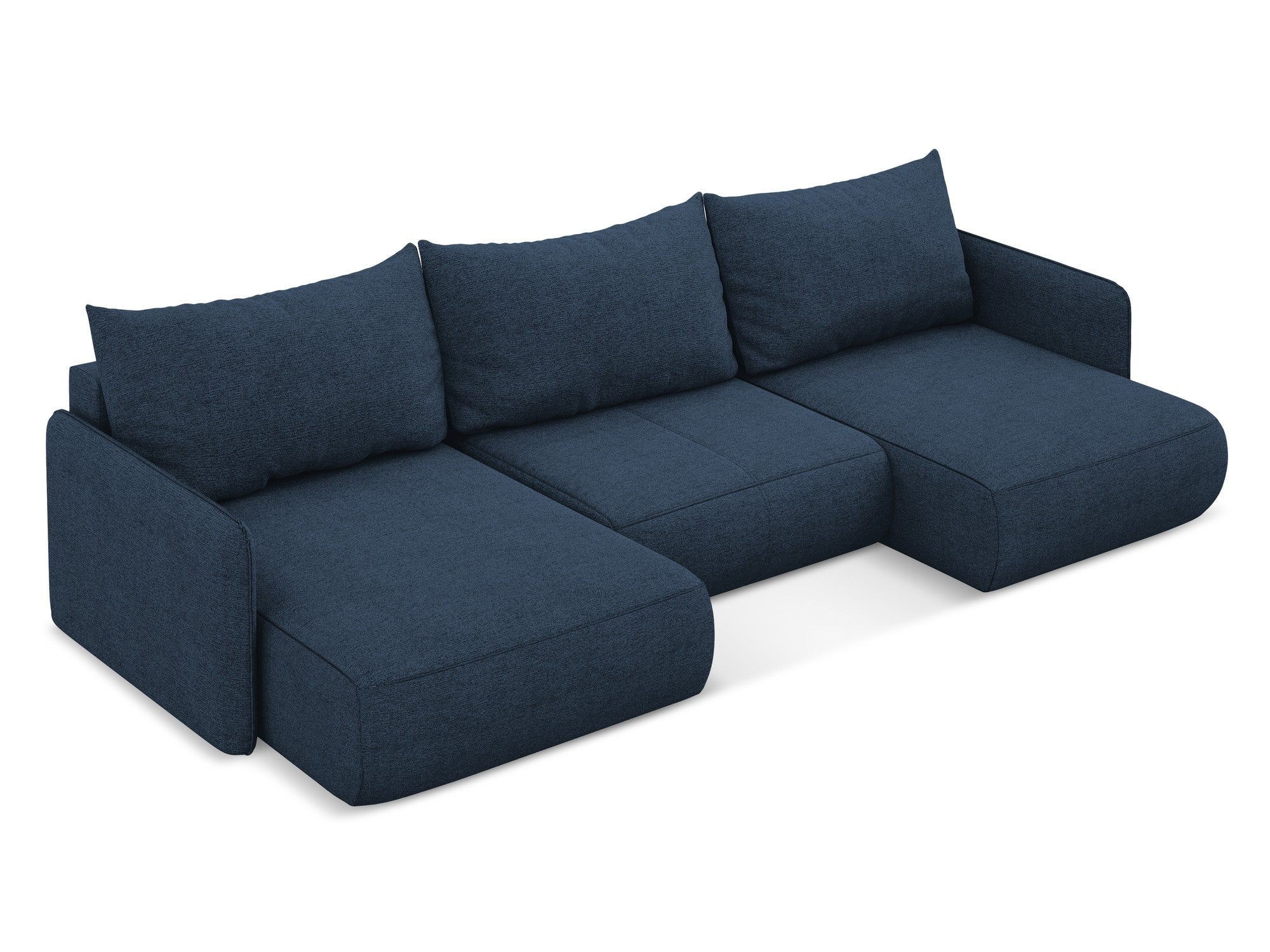 Panoramawinkelsofa mit Schlaffunktion NANEA königsblaues Chenille