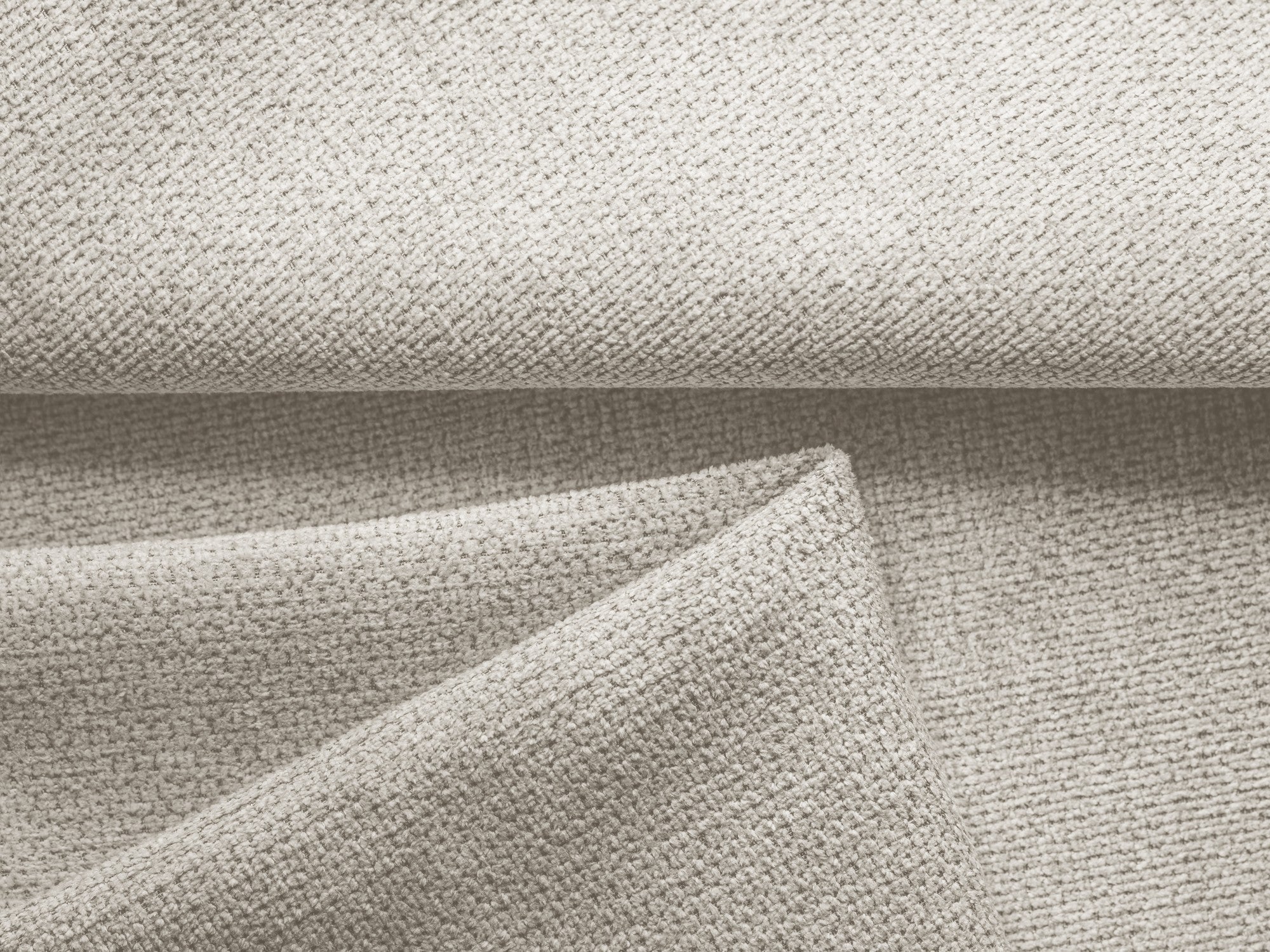 Panoramawinkelsofa mit Schlaffunktion NANEA silberner Chenille