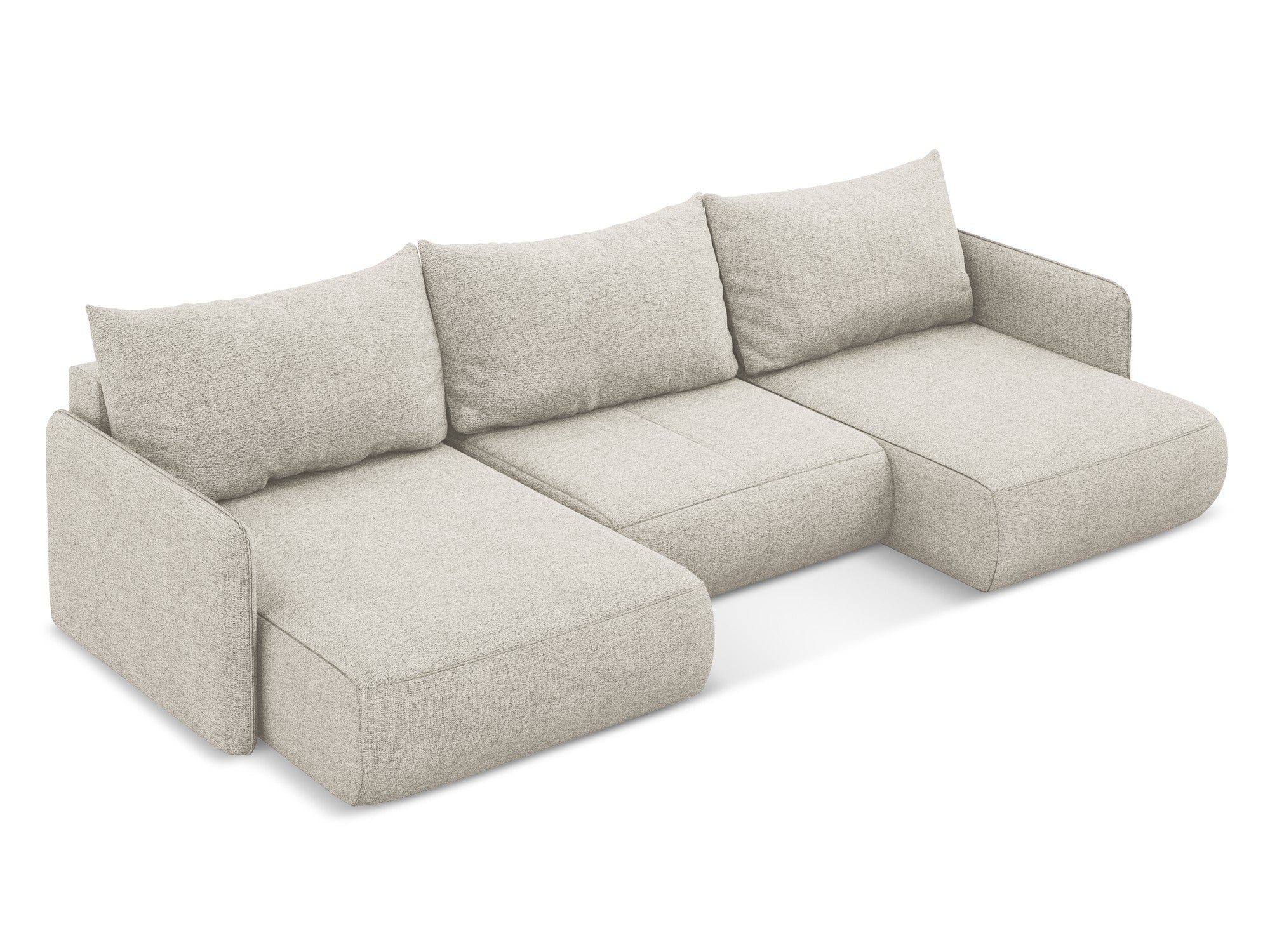 Panoramawinkelsofa mit Schlaffunktion NANEA silberner Chenille