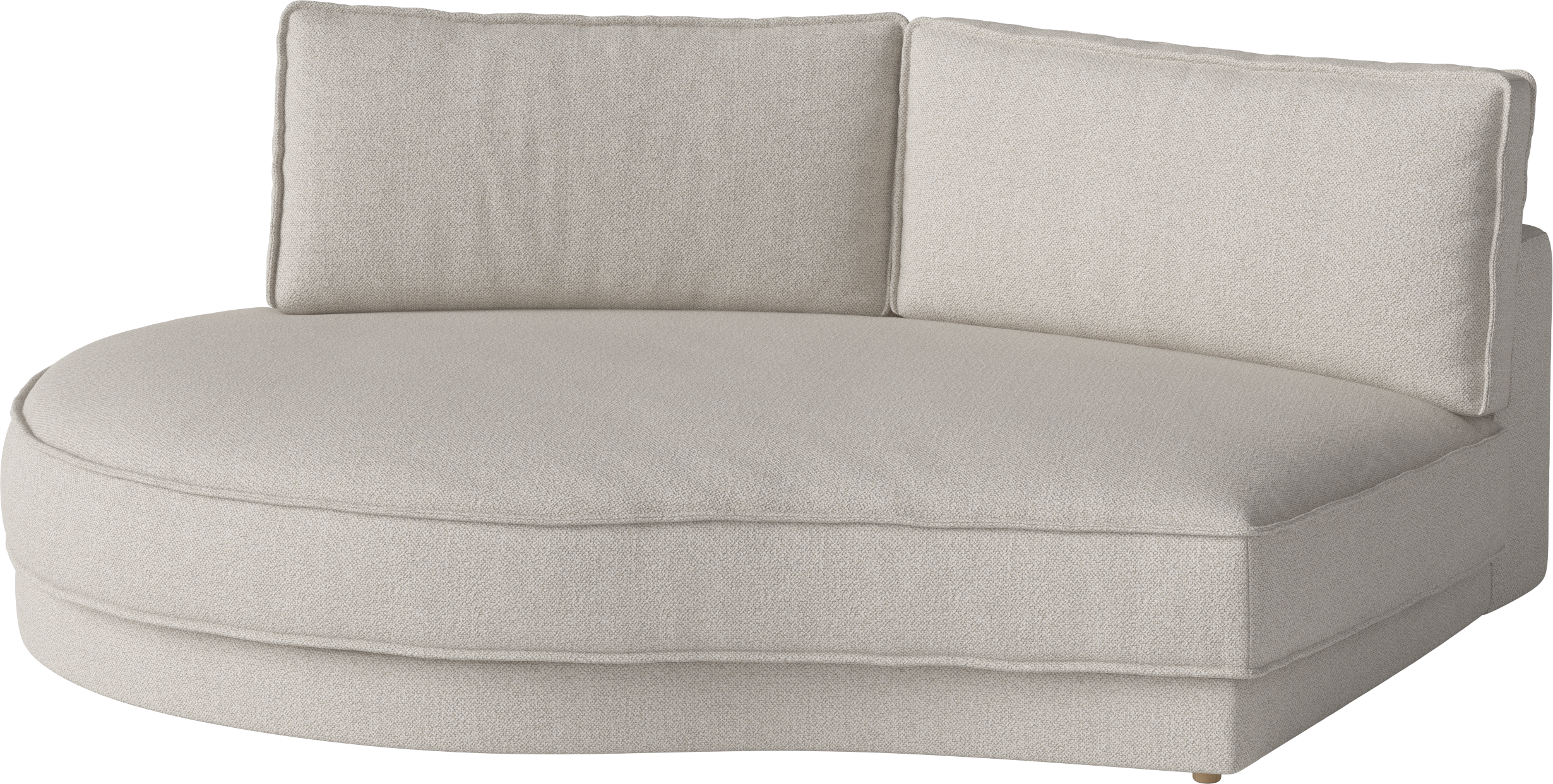 Noora Modulare Sofa - ein abgerundetes linker Handmodul mit einer Eichenbasis