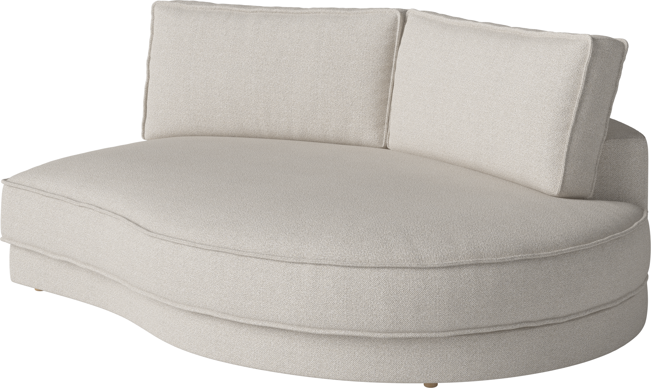 Noora Modulare Sofa - ein abgerundetes rechtes Modul mit einer weißten Basis