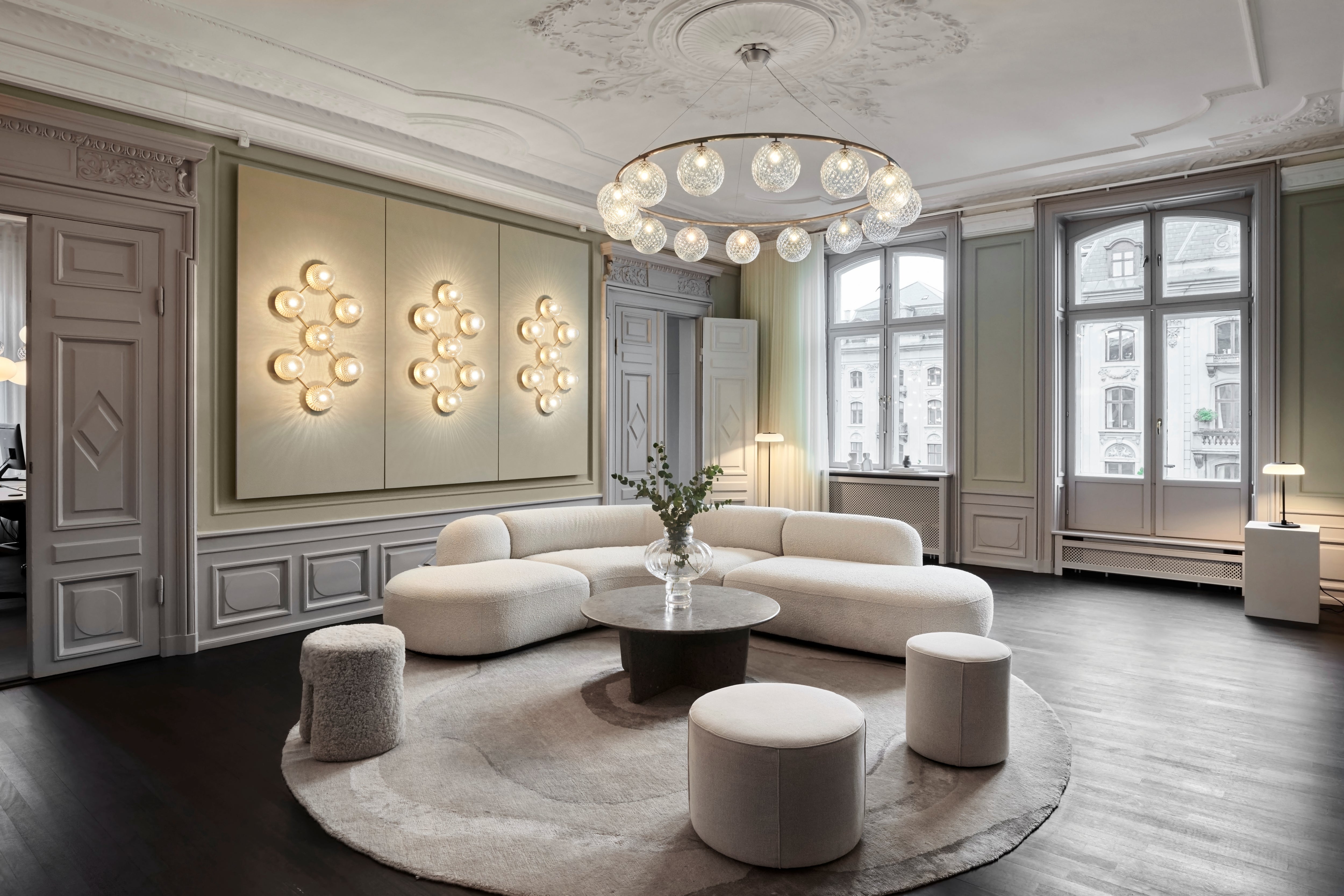 Wandleuchte LIILA 7 Gold mit transparentem Glas