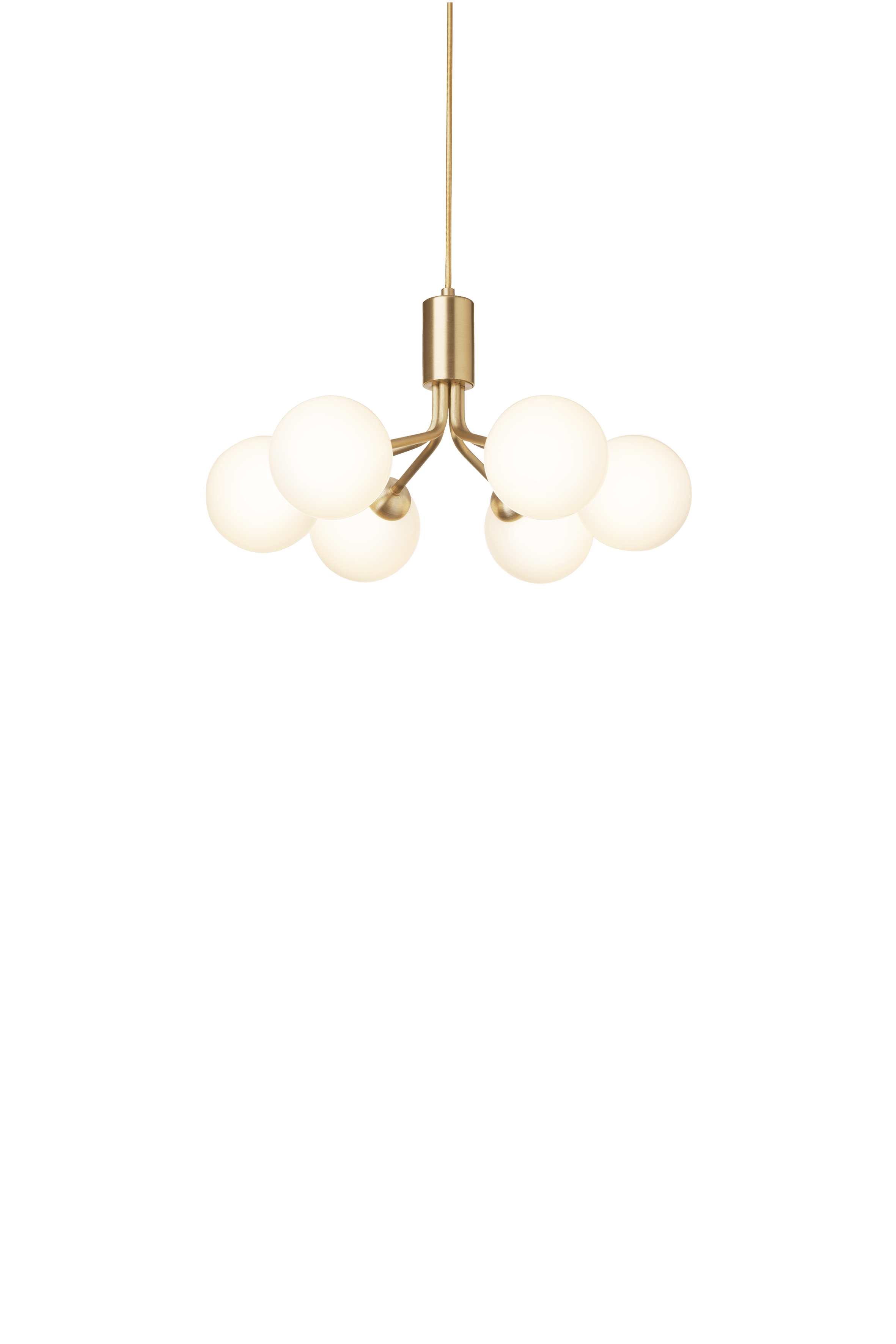 Pendelleuchte APIALES 6 messing mit opalem Glas