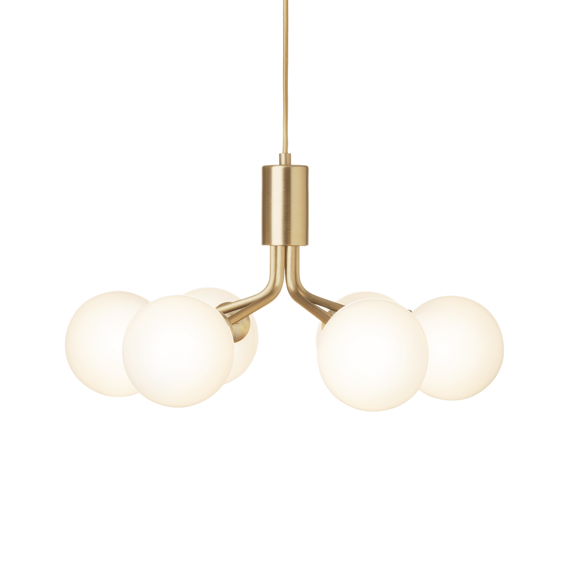 Pendelleuchte APIALES 6 messing mit opalem Glas