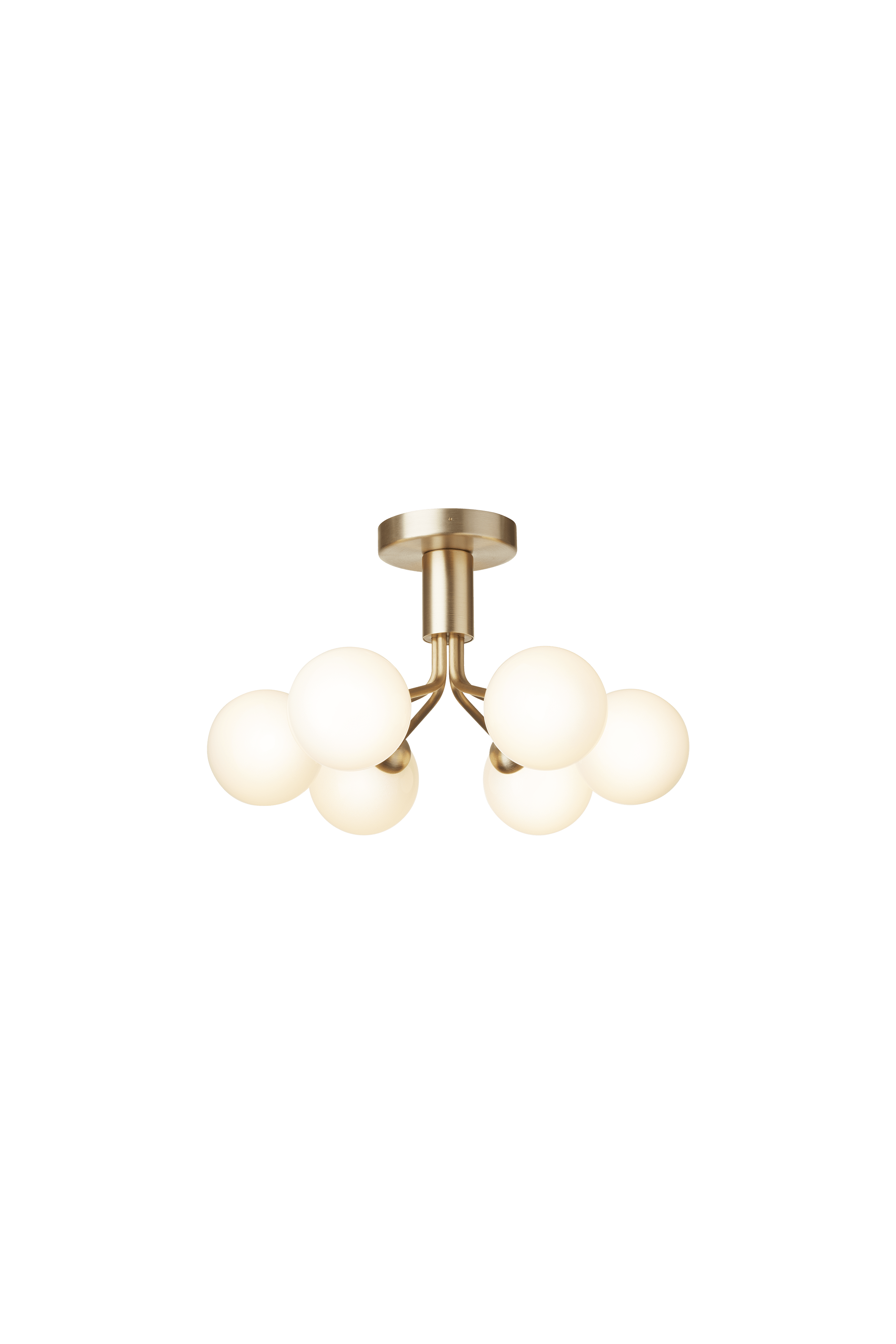 APIALES 6 Ceiling Lamp in Brass with Opal Glass