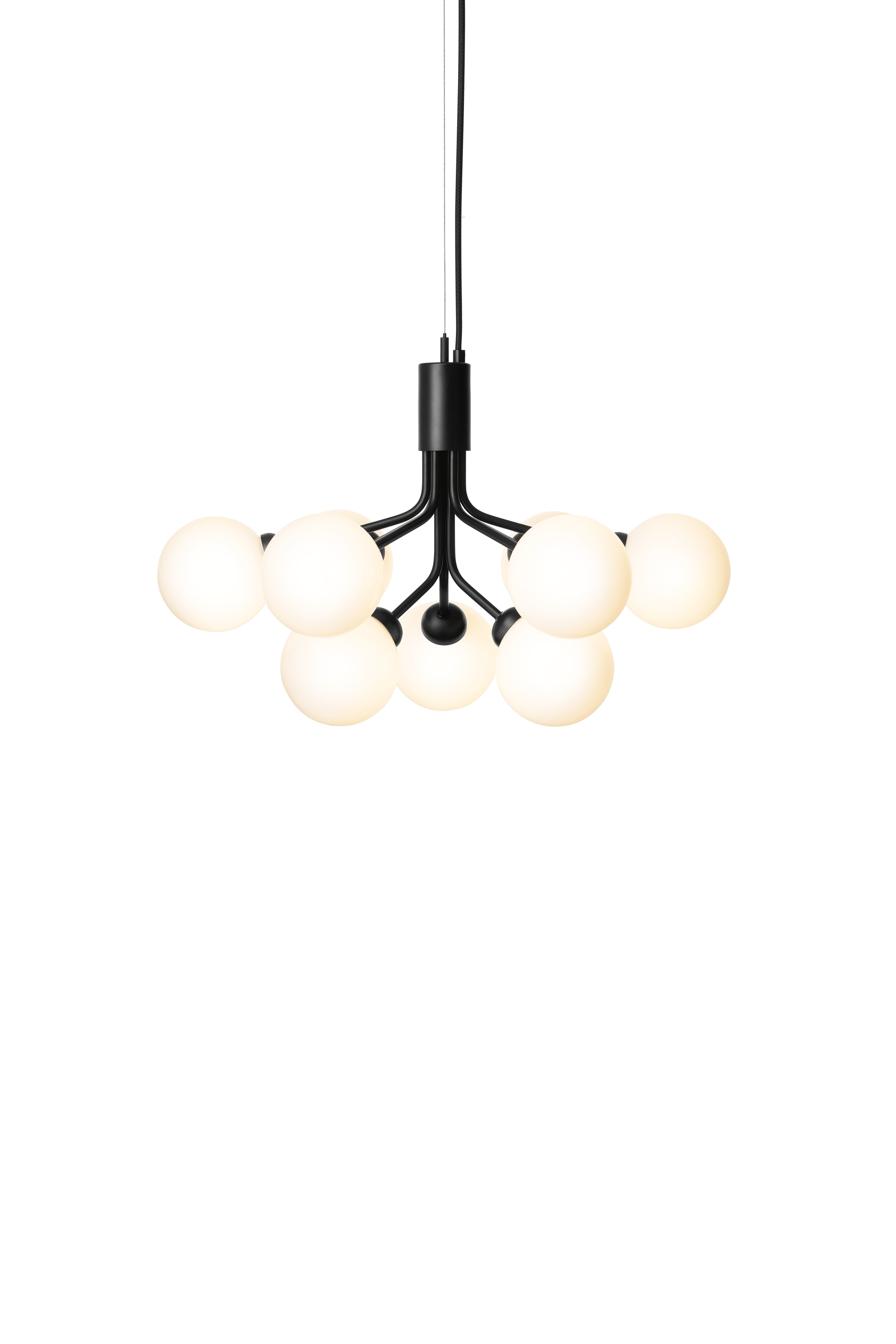 Lampa wisząca APIALES 9 czarny z opalowym szkłem – Nuura