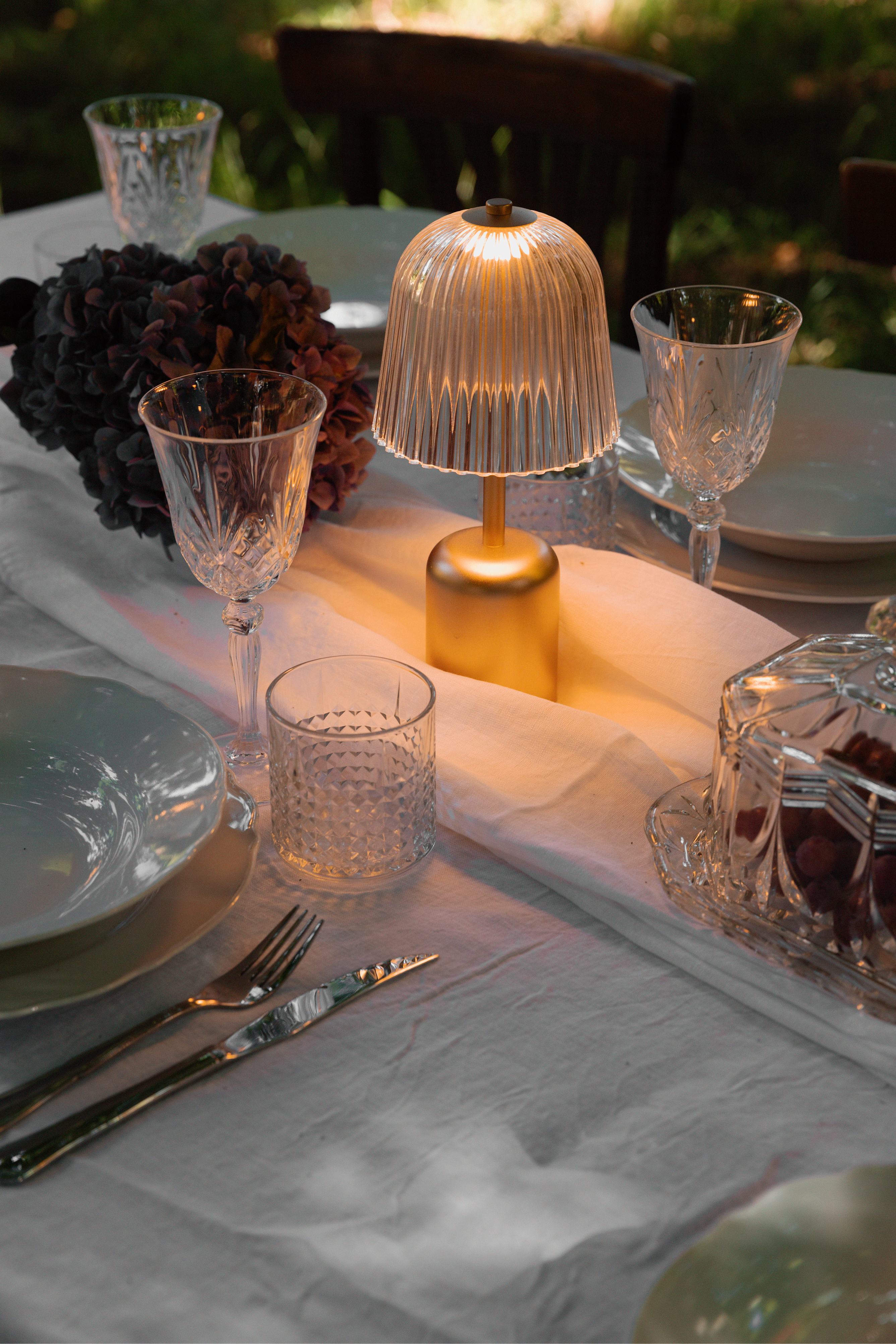 Tragbare Lampe ASTEEA gold mit transparentem Design
