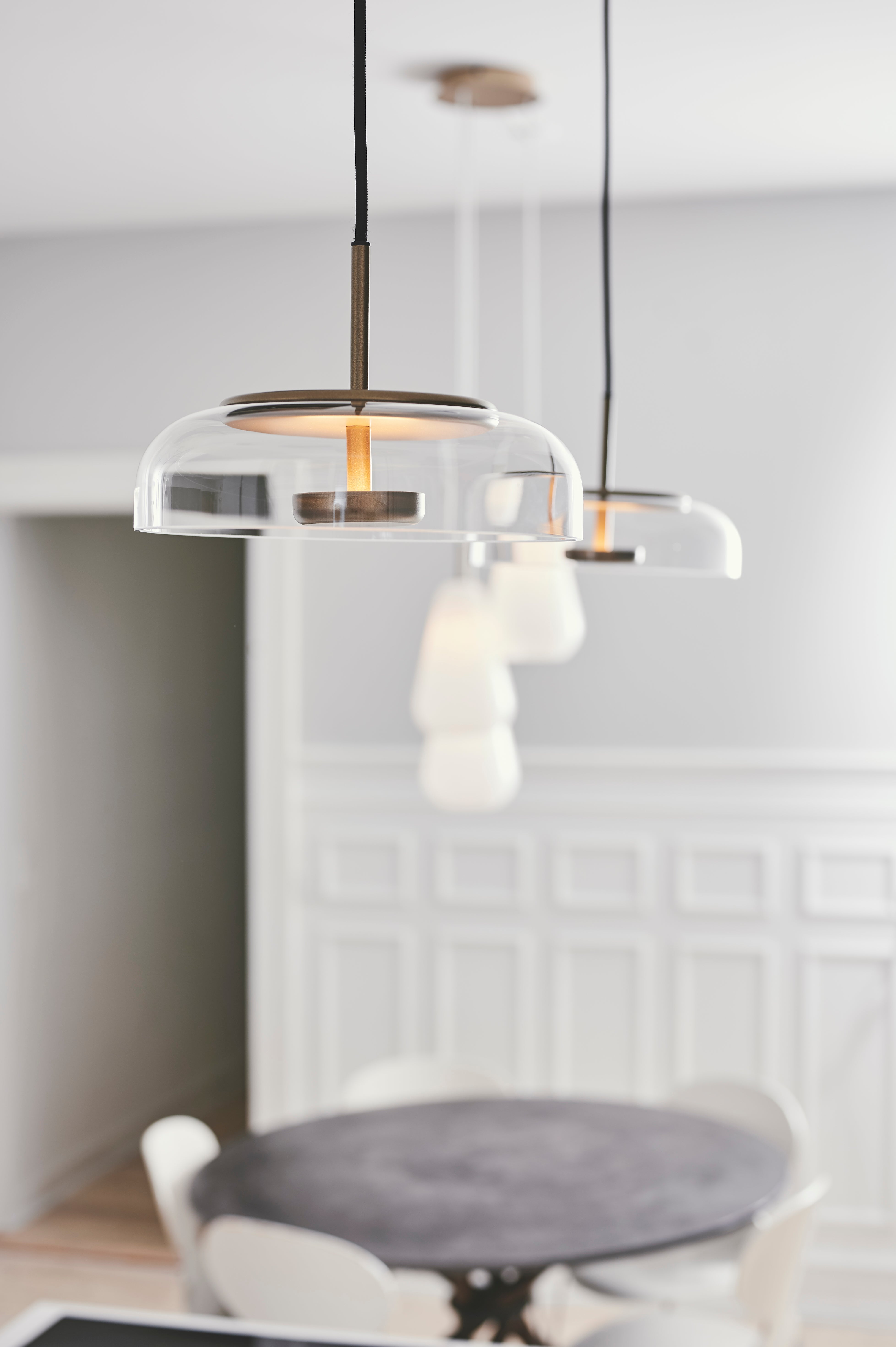 Pendelleuchte BLOSSI gold mit transparentem Glas