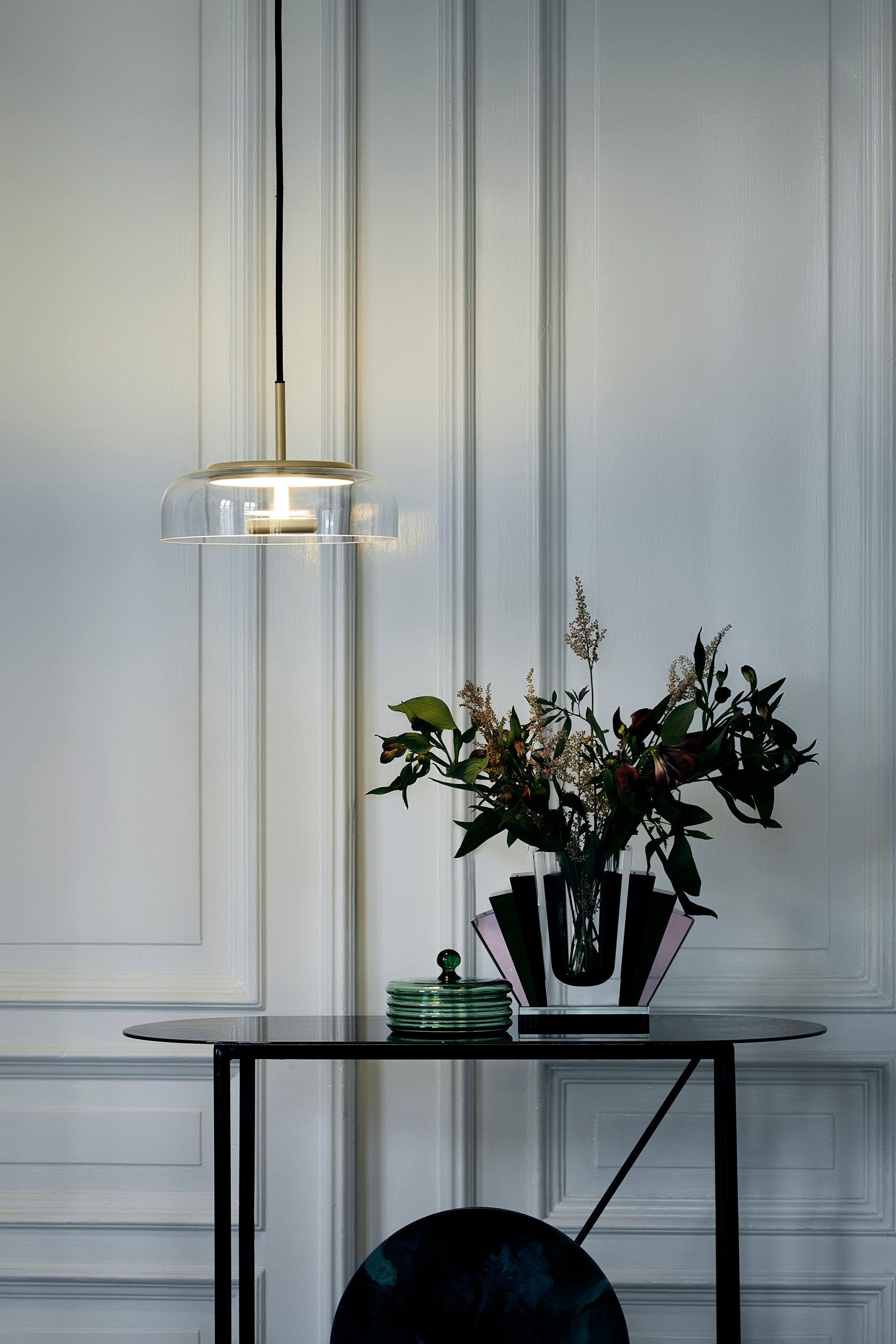 Lampa wisząca BLOSSI złoty z transparentnym szkłem – styl skandynawski