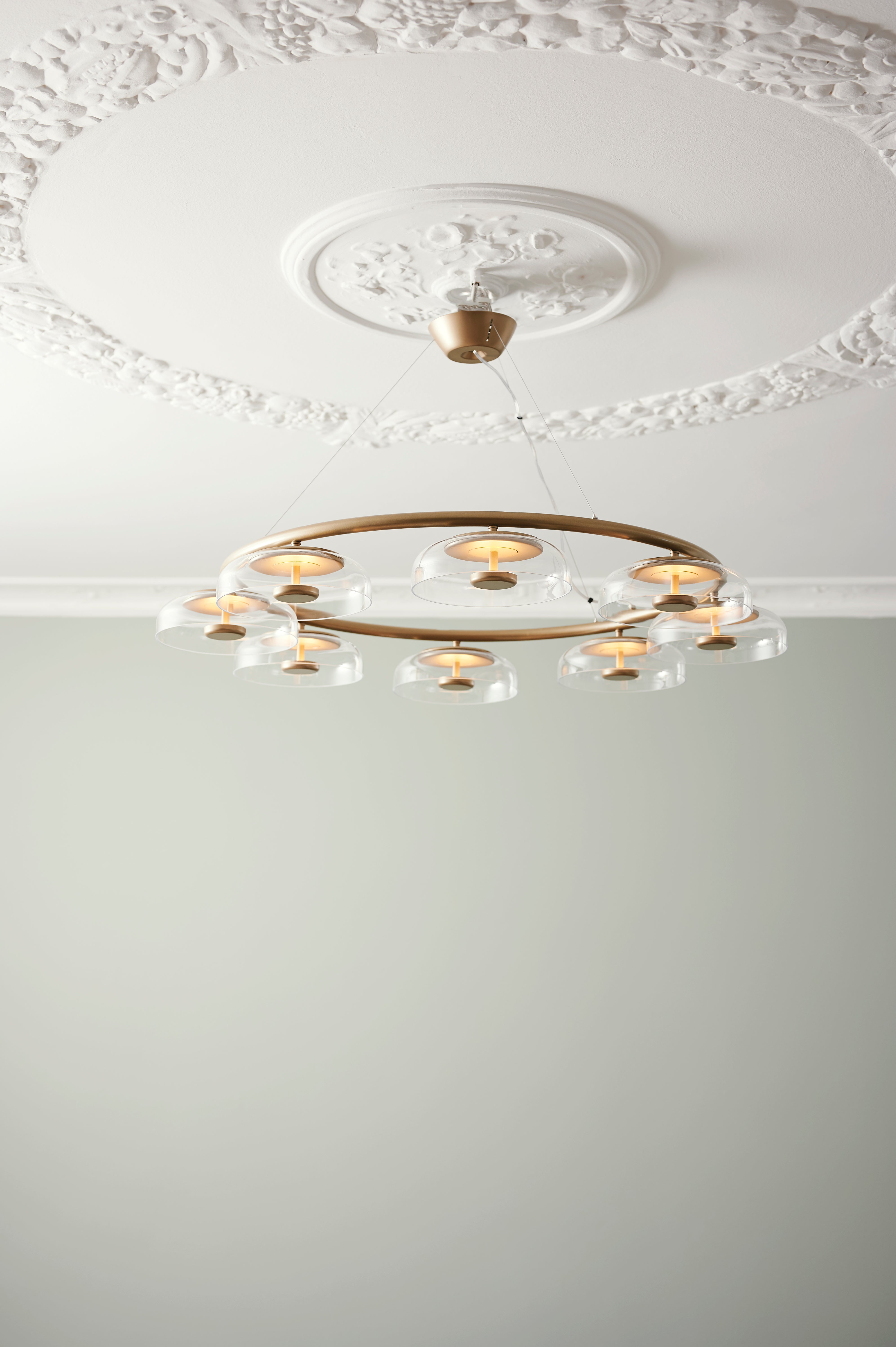 Kronleuchter BLOSSI 8 gold mit transparentem Glas