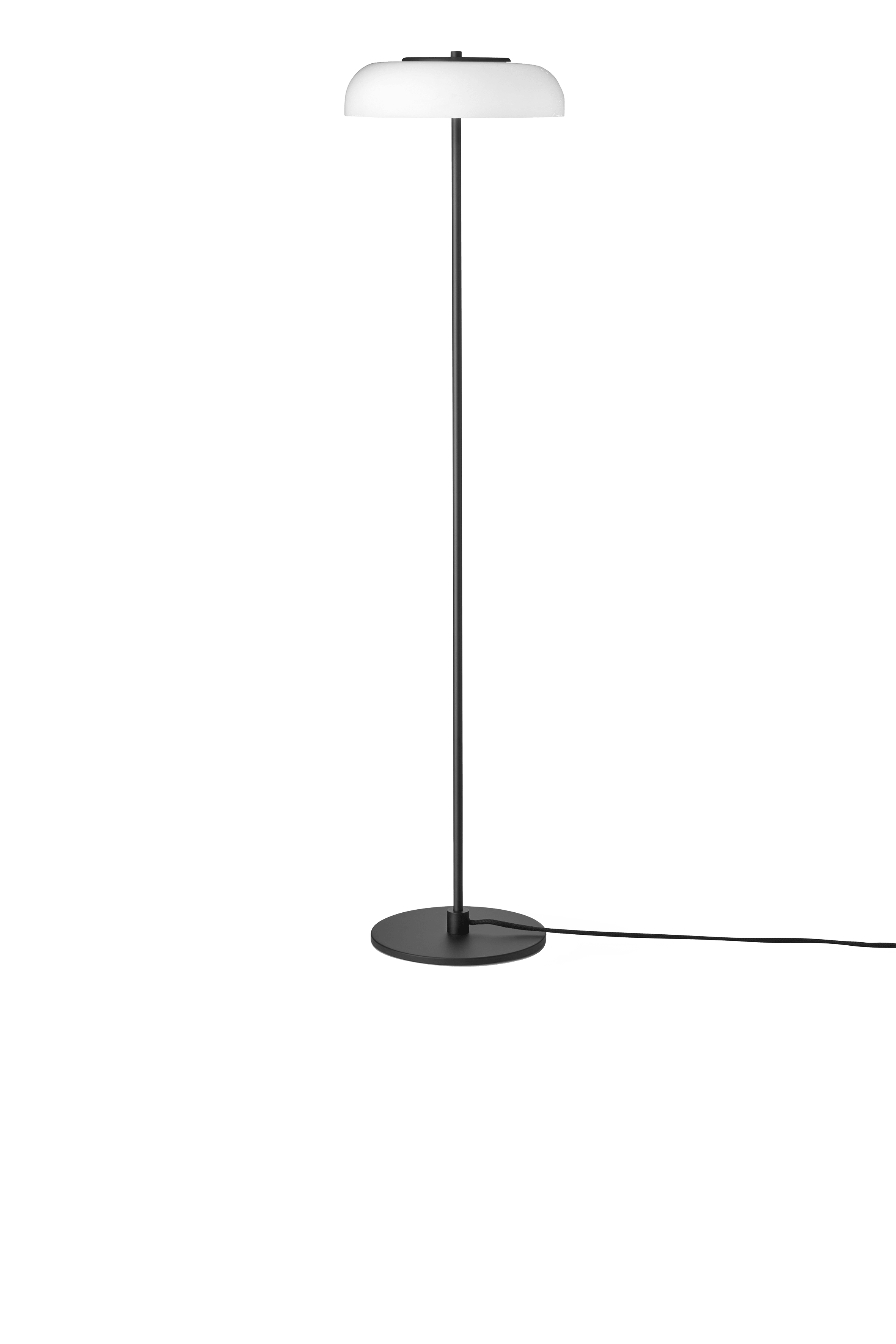 Stehlampe BLOSSI schwarz mit opalem Glas