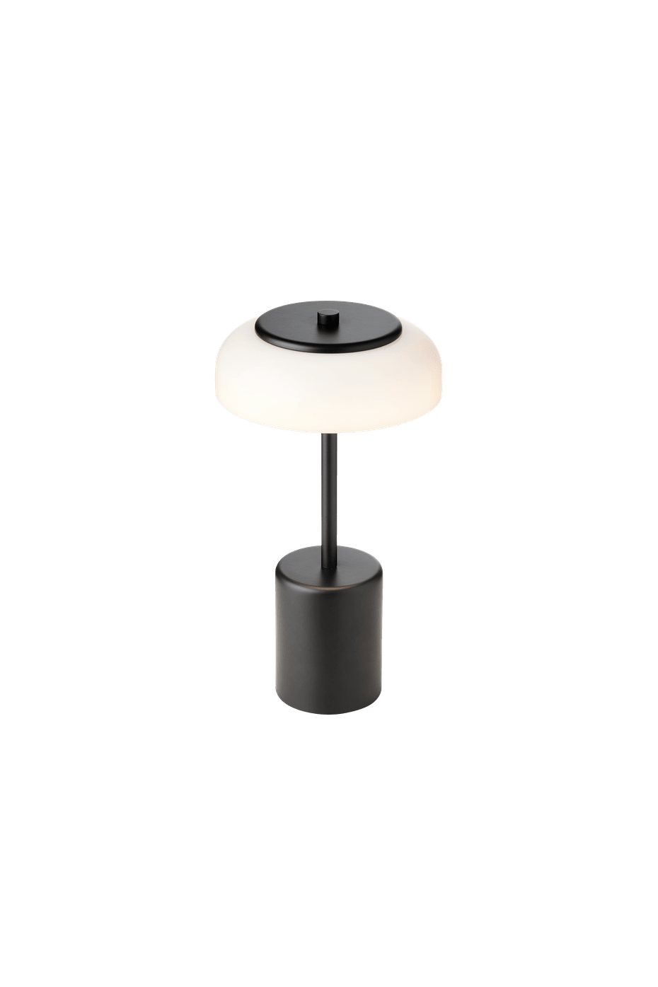 Tragbare Lampe BLOSSI schwarz mit opalem Glas