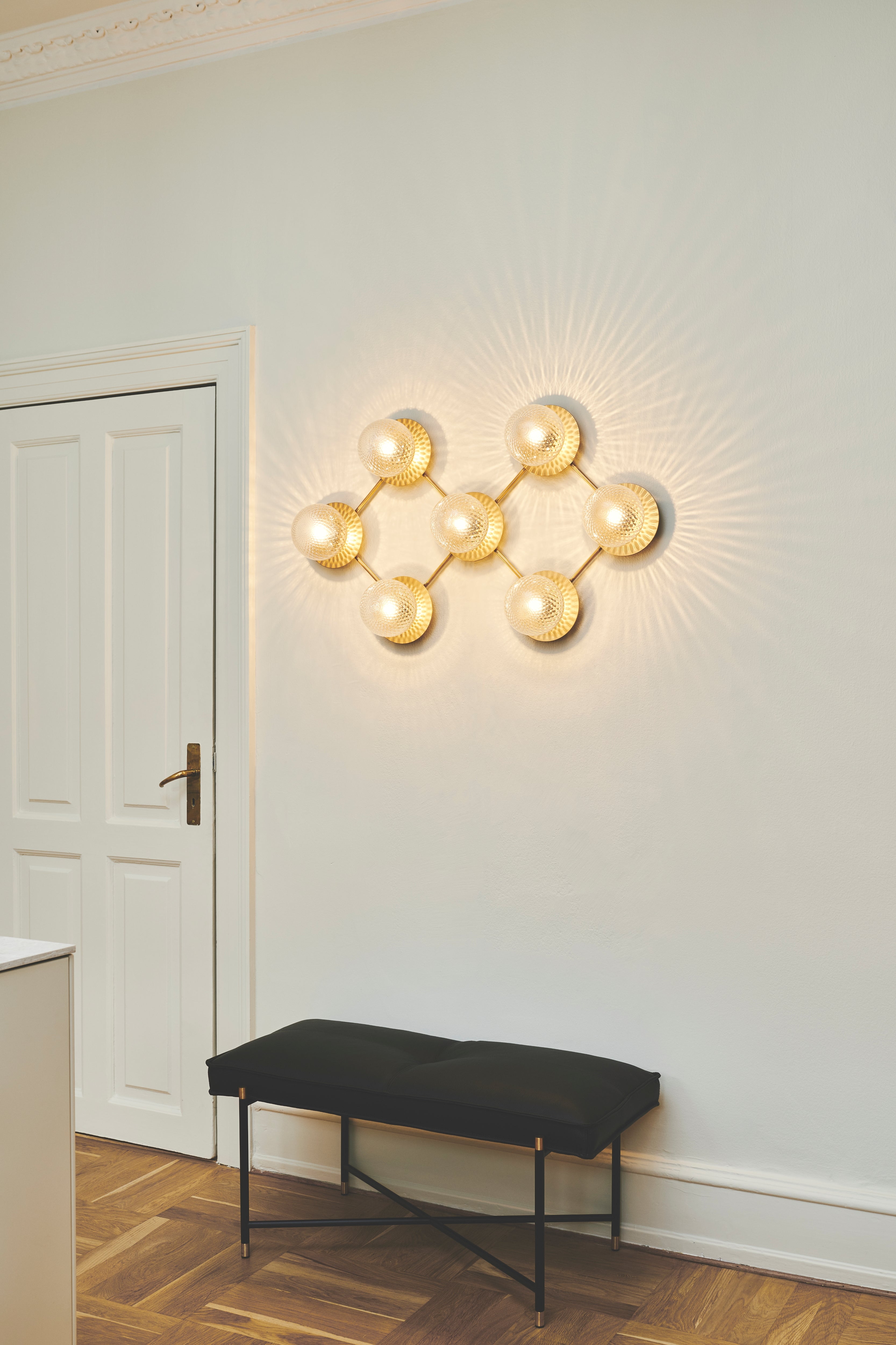 Wandleuchte LIILA 7 Gold mit transparentem Glas