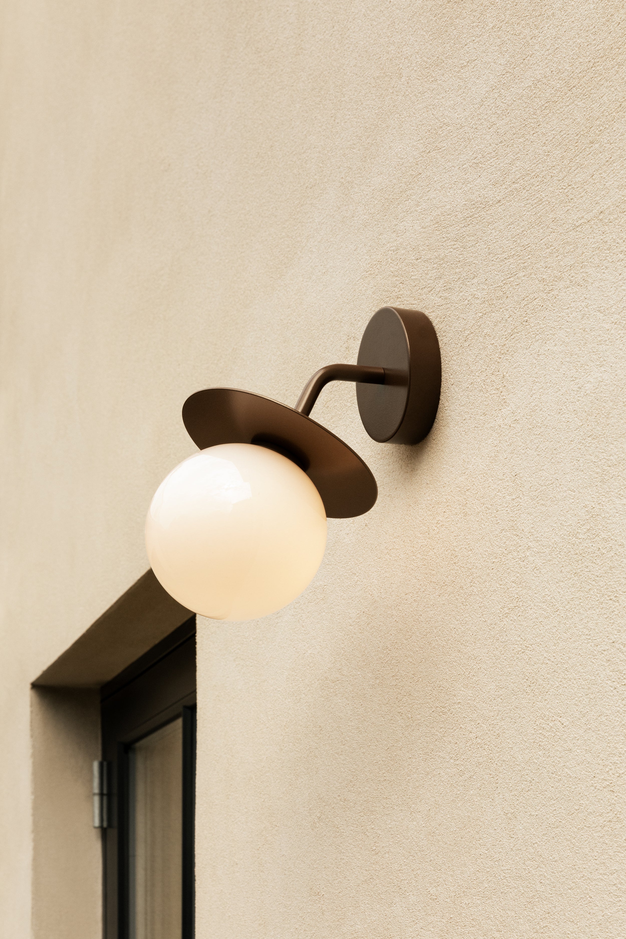 Outdoor wall lamp LIILA dark brown with opal glass