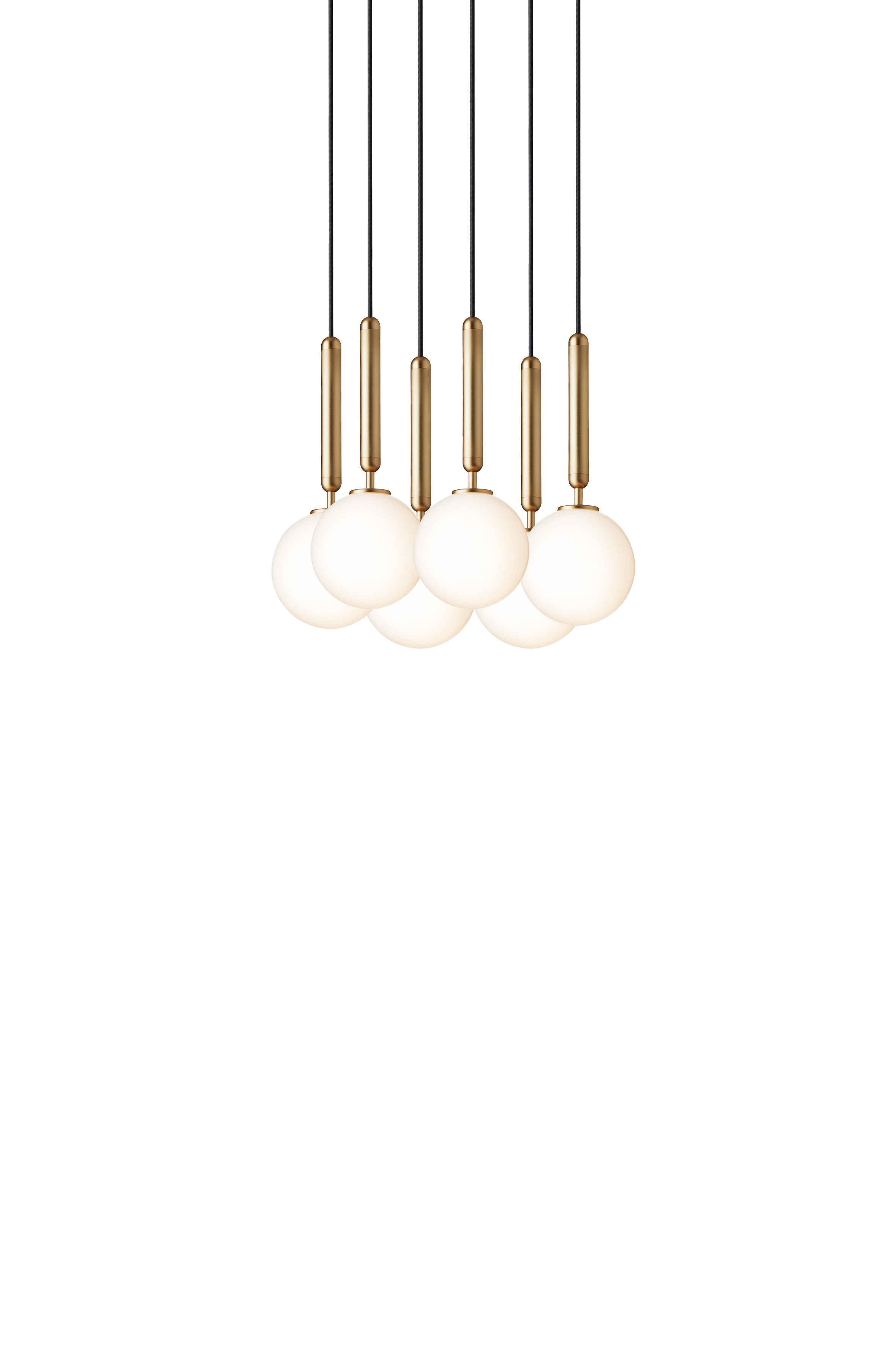 Lampa wisząca MIIRA 6 mosiężny z opalowym szkłem – Nuura