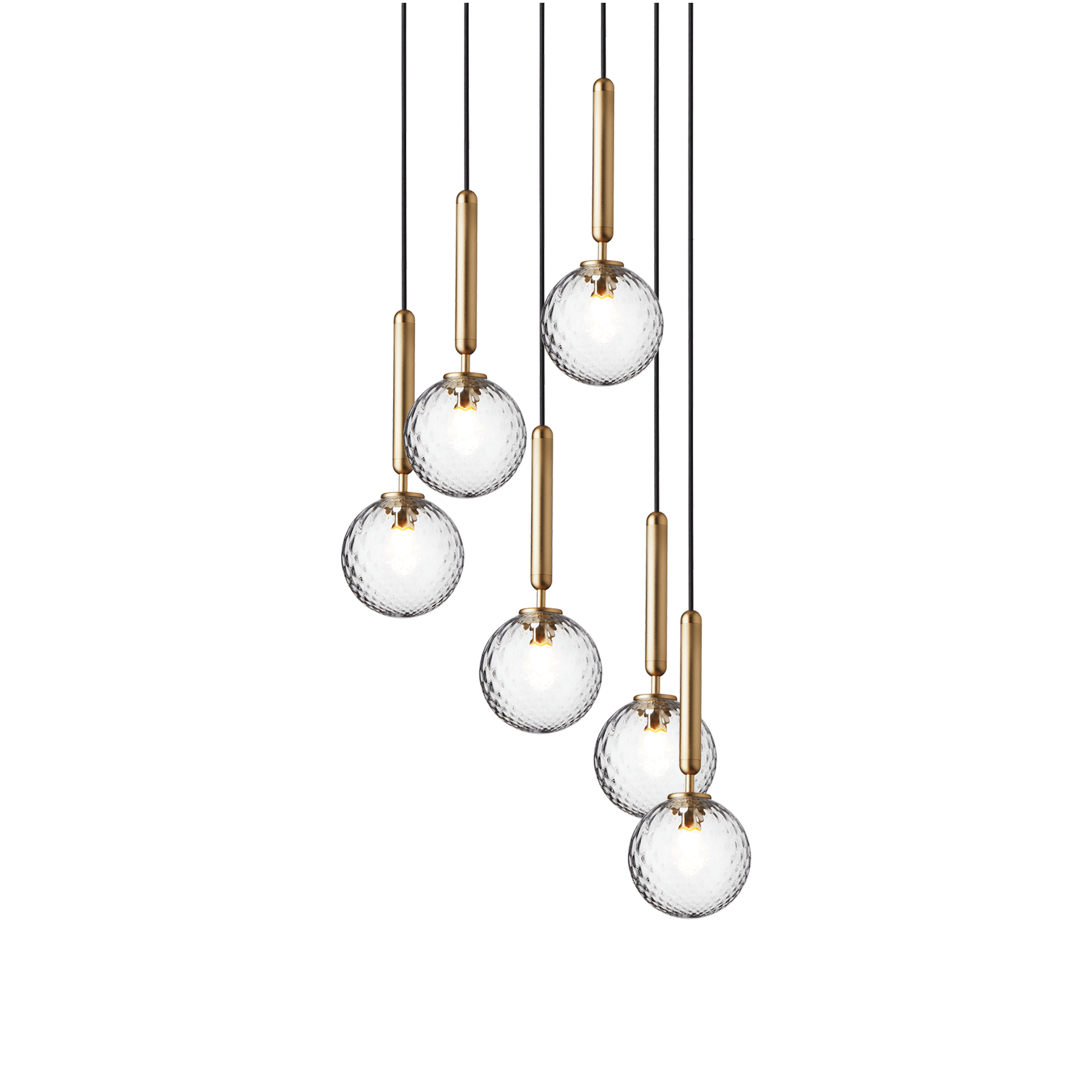 Pendelleuchte MIIRA 6 messing mit transparentem Glas