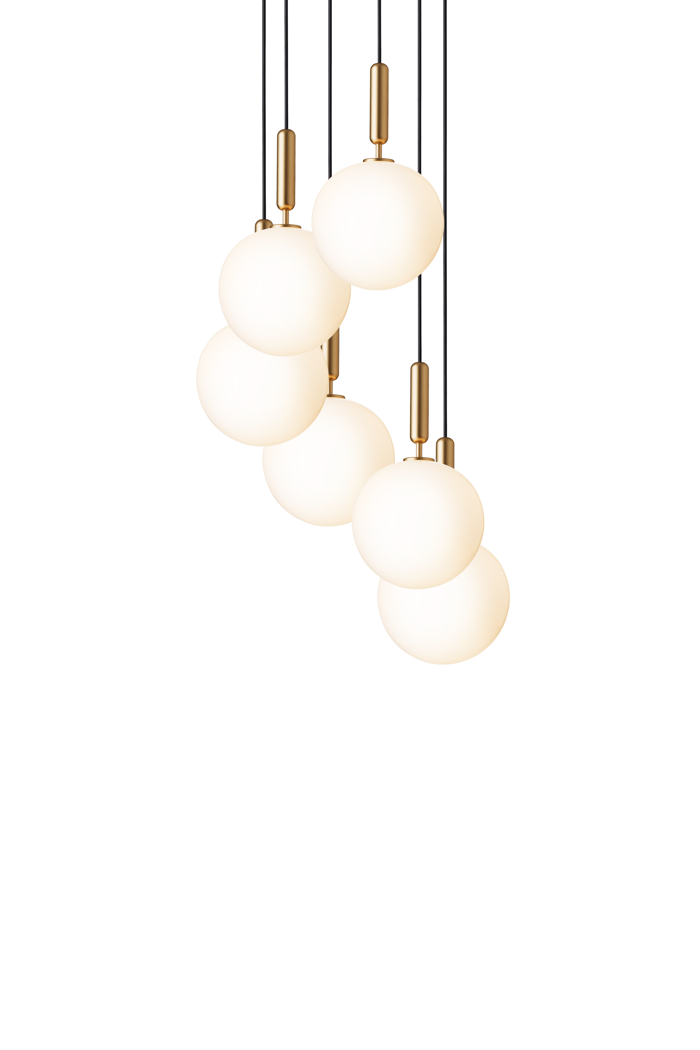 Lampa wisząca MIIRA 6 mosiężny z opalowym szkłem – Nuura