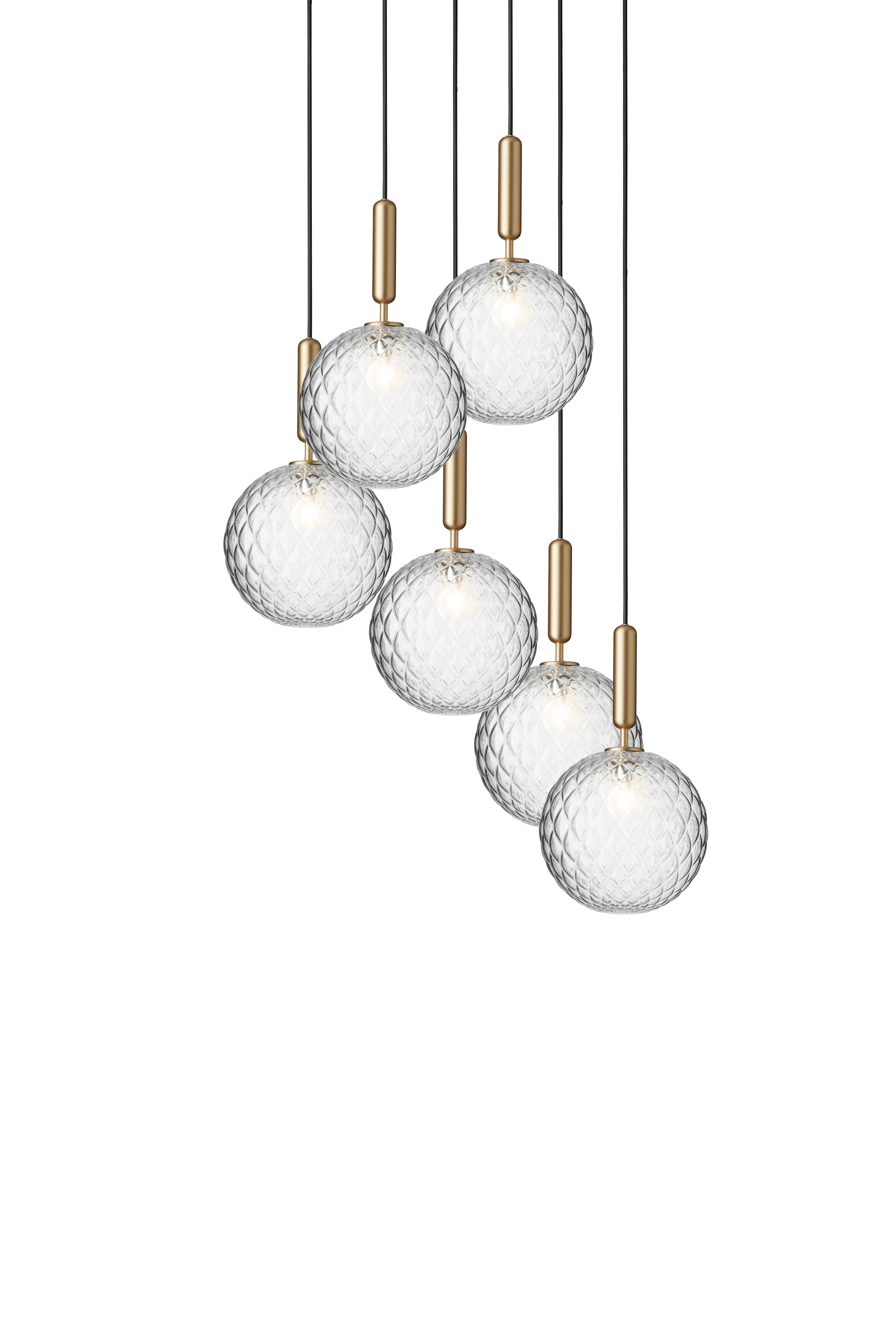 Pendelleuchte MIIRA 6 messing mit transparentem Glas