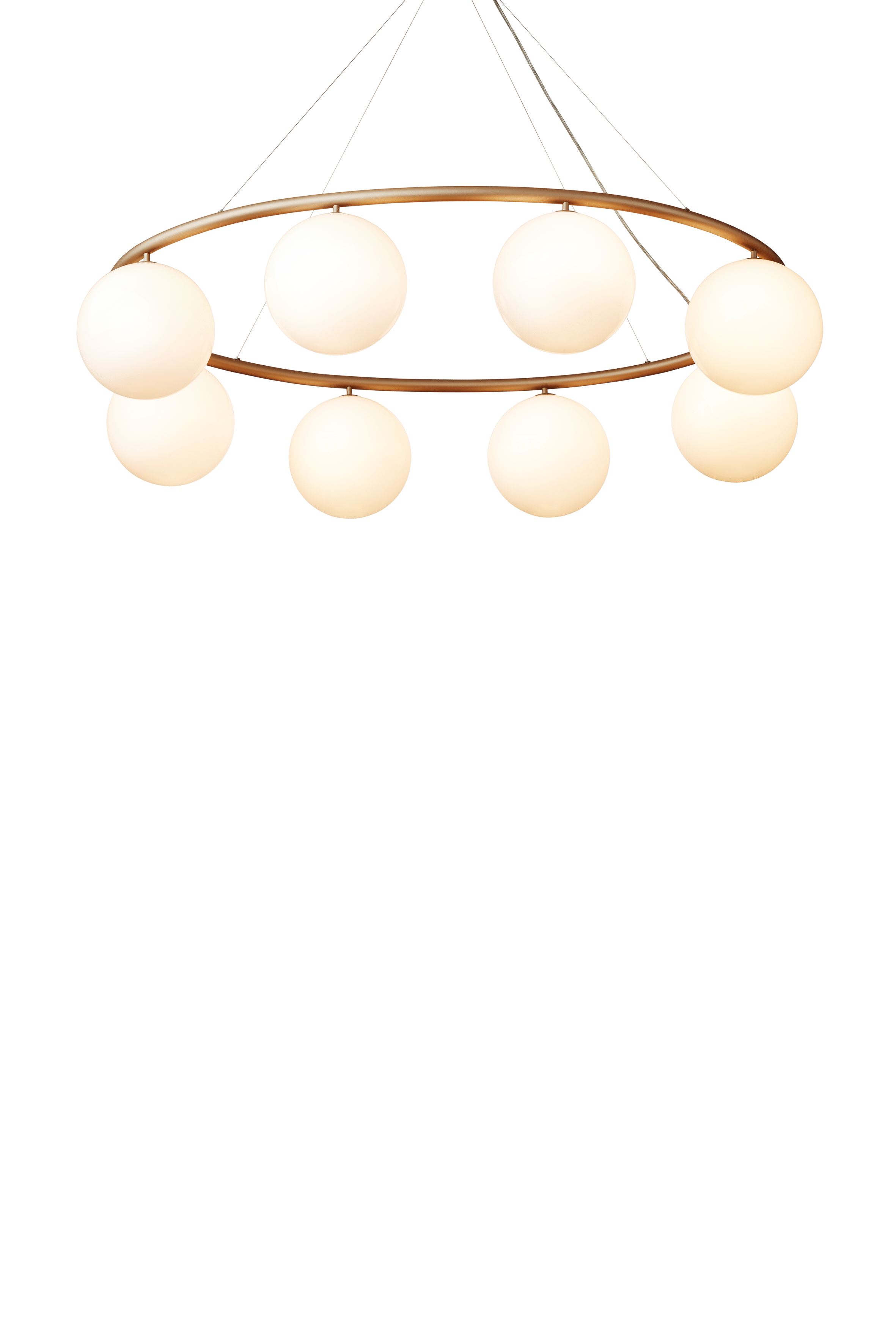 Lampa wisząca MIIRA 8 OVAL mosiężny z opalowym szkłem – Nuura