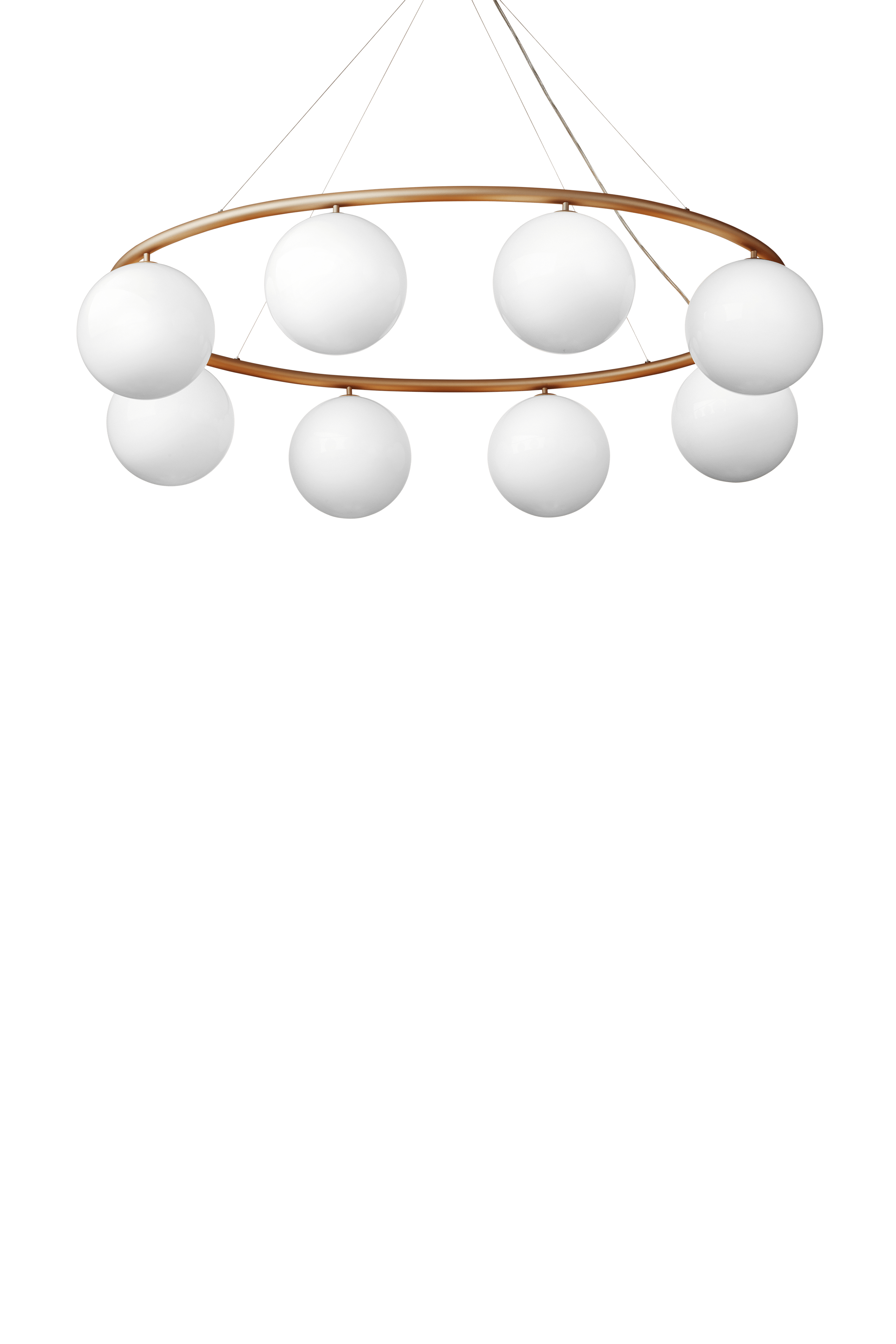 Lampa wisząca MIIRA 8 OVAL mosiężny z opalowym szkłem – Nuura