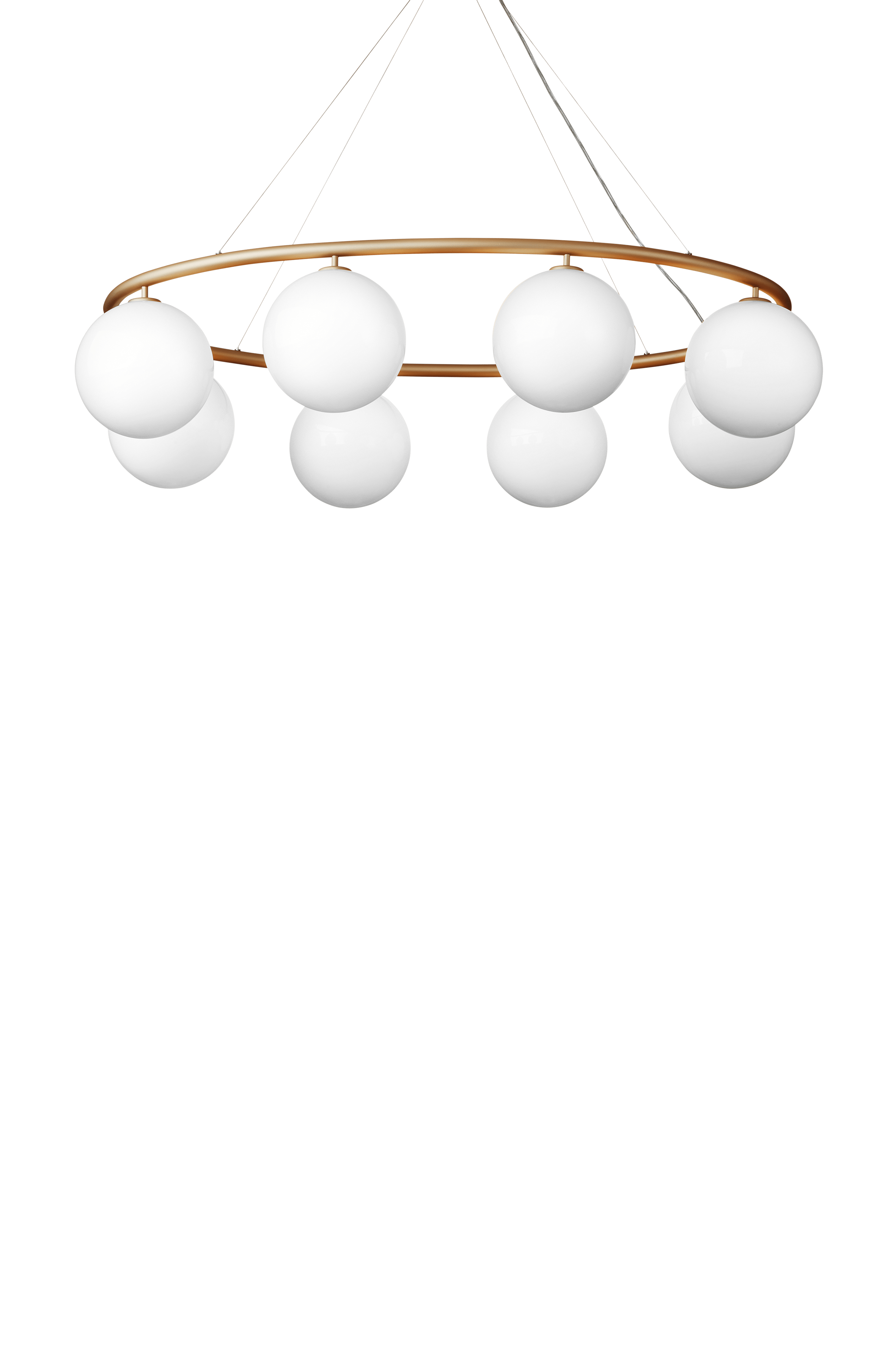 Lampa wisząca MIIRA 8 OVAL mosiężny z opalowym szkłem – Nuura