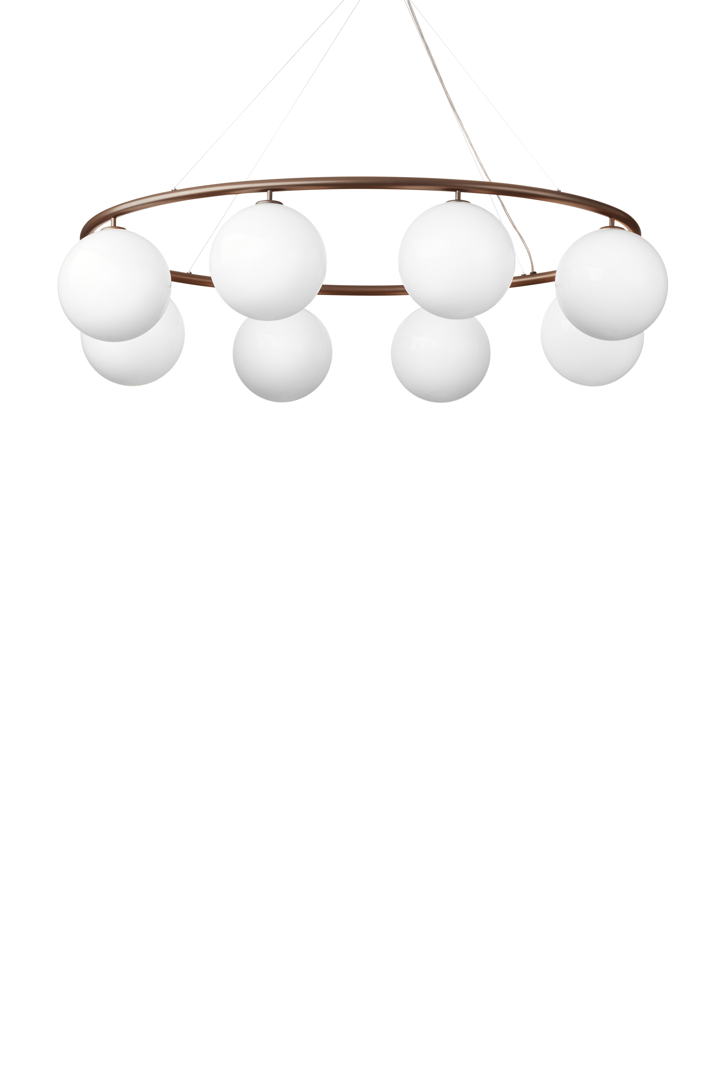 Lampa wisząca MIIRA 8 OVAL ciemnobrązowy z opalowym szkłem – Nuura