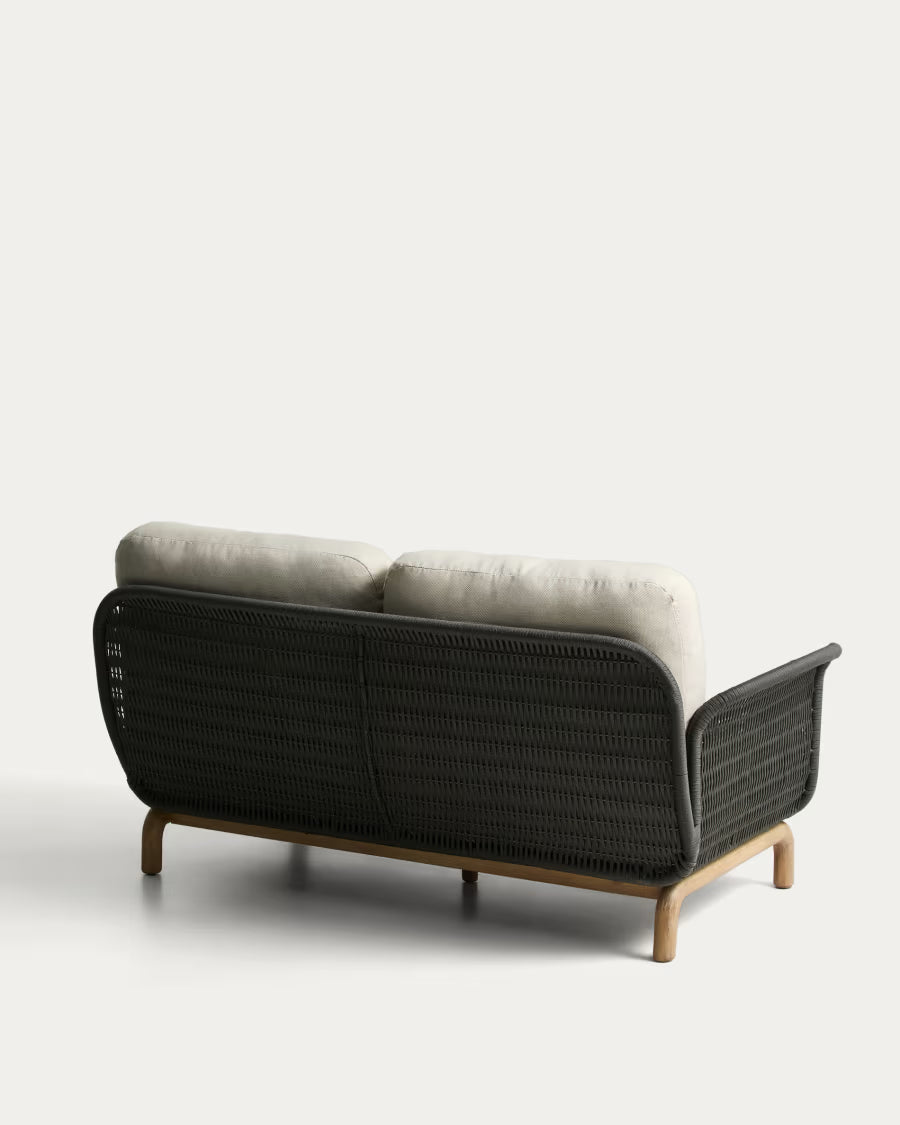 Sofa ogrodowa 2-osobowa ALIPA beżowy z czarnym – Kave Home