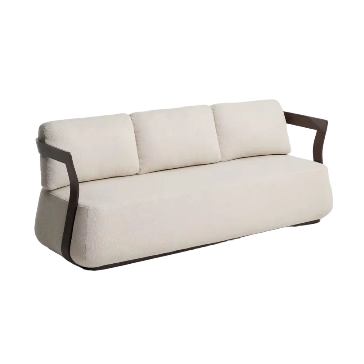 Garten-Sofa 3-sitzig TAMARIS ecru mit braunem Gestell