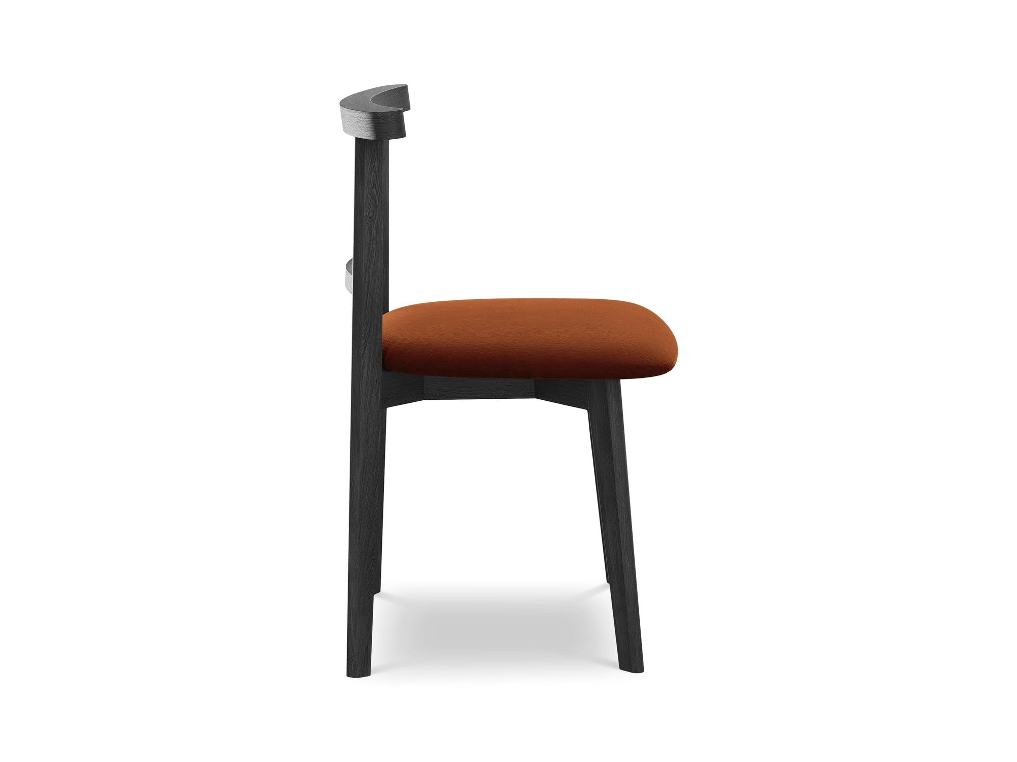 Samtstuhl OHELO Terrakotta mit schwarzem Buchenfuß