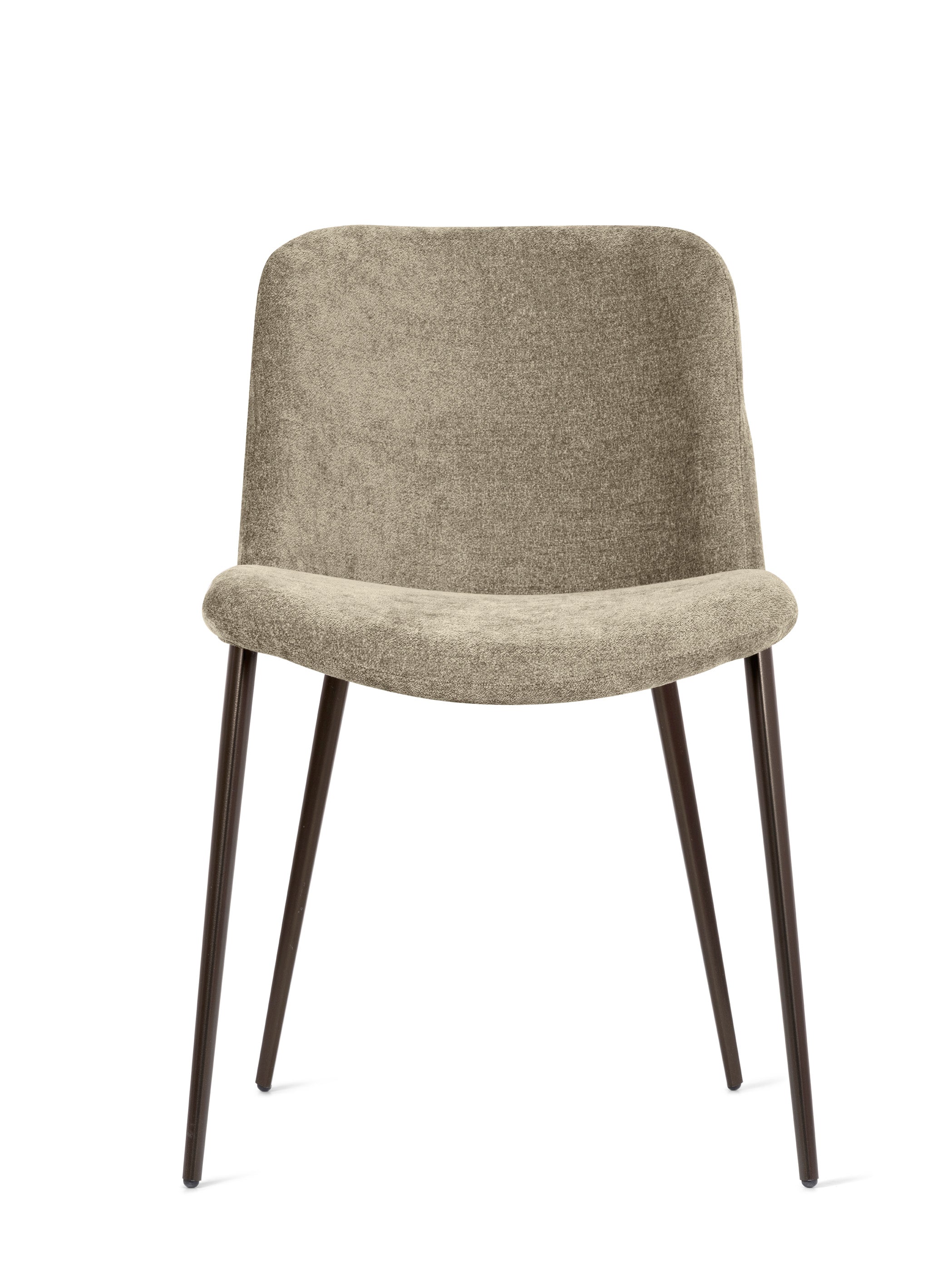 Upholstered ONDA chair with a brown base